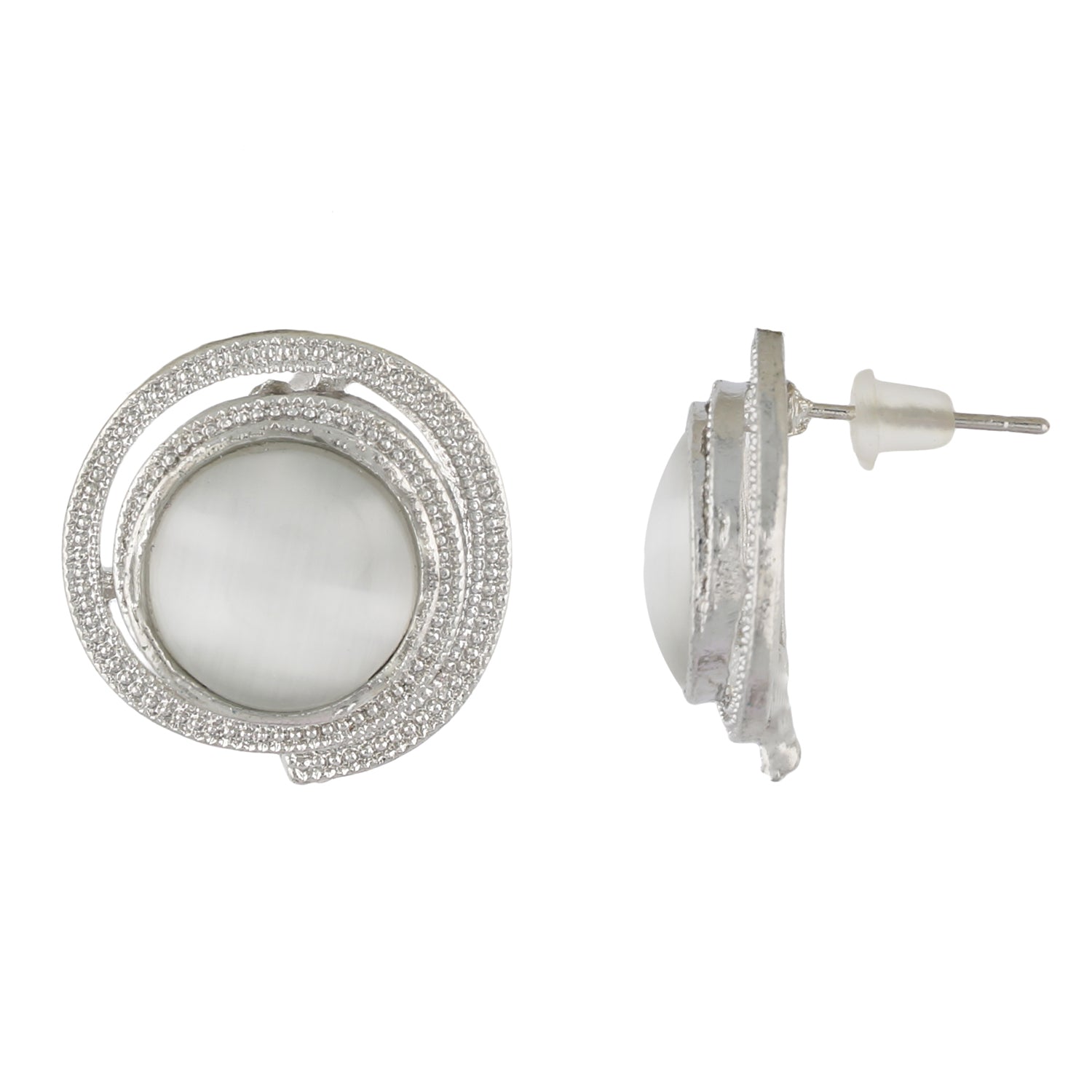 Silver Colour Round Necklace and Earrings for Girls and Women