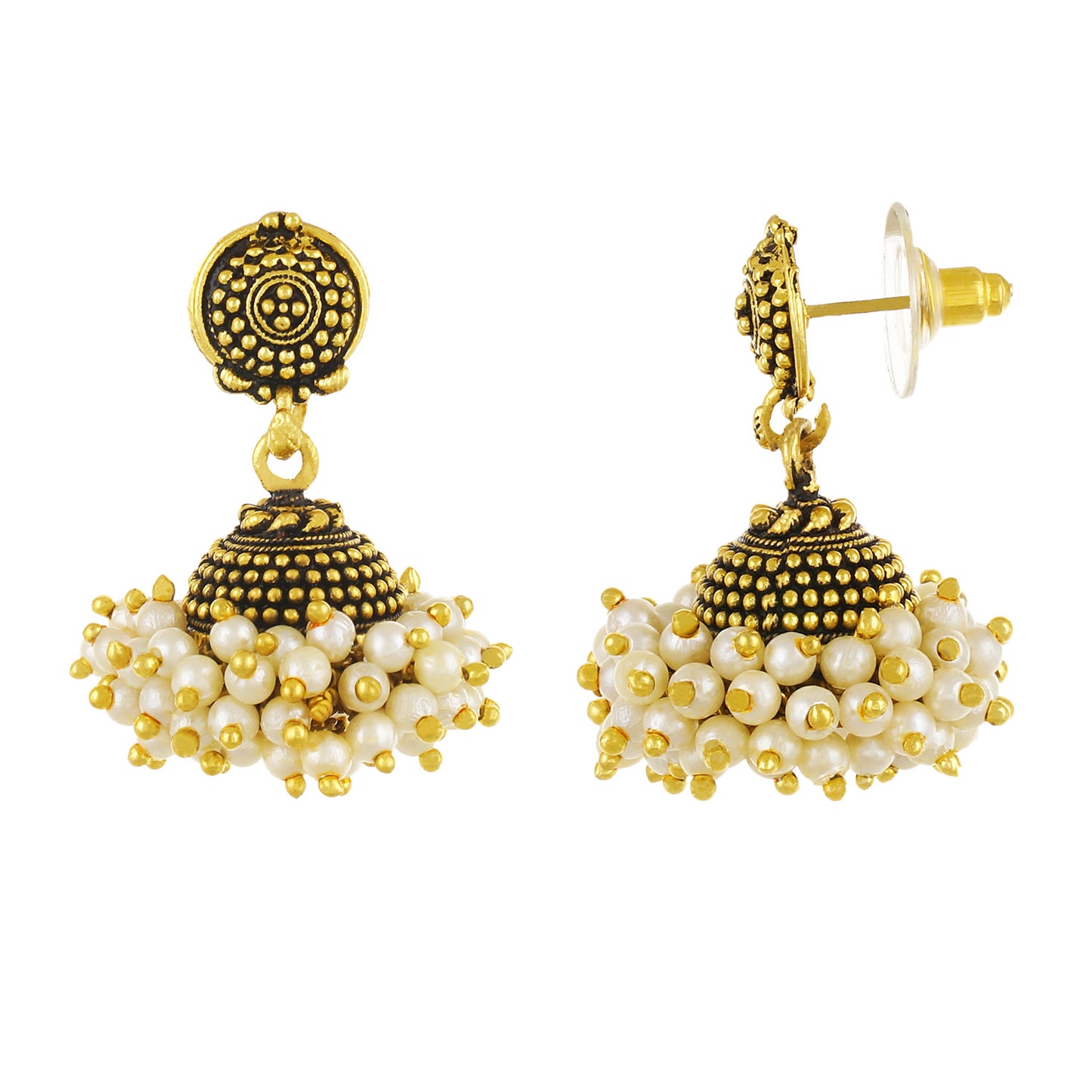 Gold plated Pearl Jhumki Earrings Fashion Imitaion Jewelry for Girls and Women