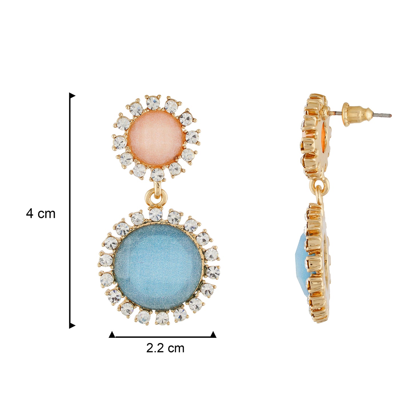 Chic Beige and Blue Colour Round Shape Ear Dangler for Girls and Women