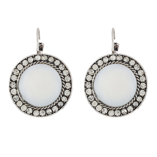 Amazing White and Oxide Silver Colour Round Shape Earring for Girls and Women