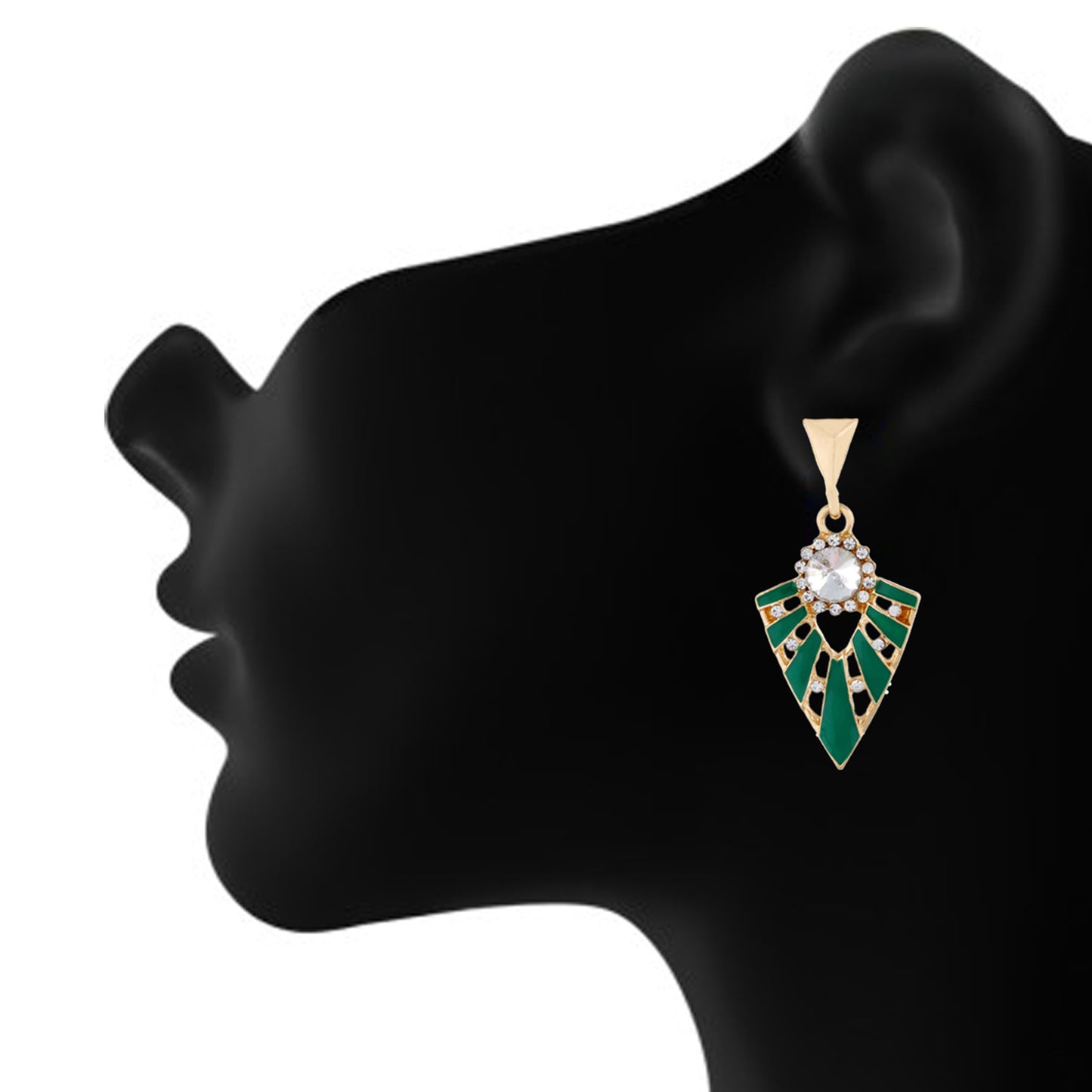 Green colour Triangular Design Hanging Earrings for Girls and Women