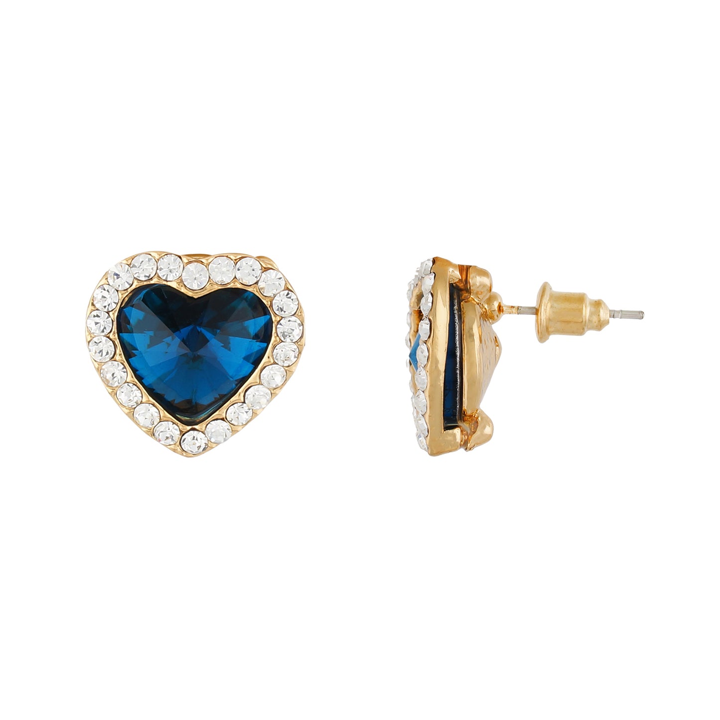 Blue Colour Heart Shape Ear Studs for Girls and Womens