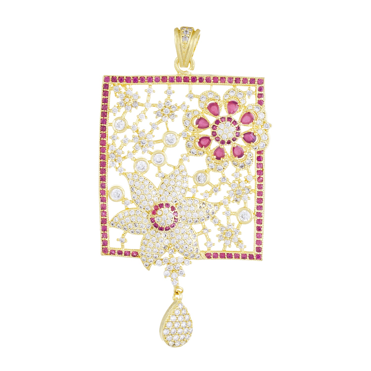 Traditional Gold Plated CZ Copper Pendant Set for Ladies and Girls