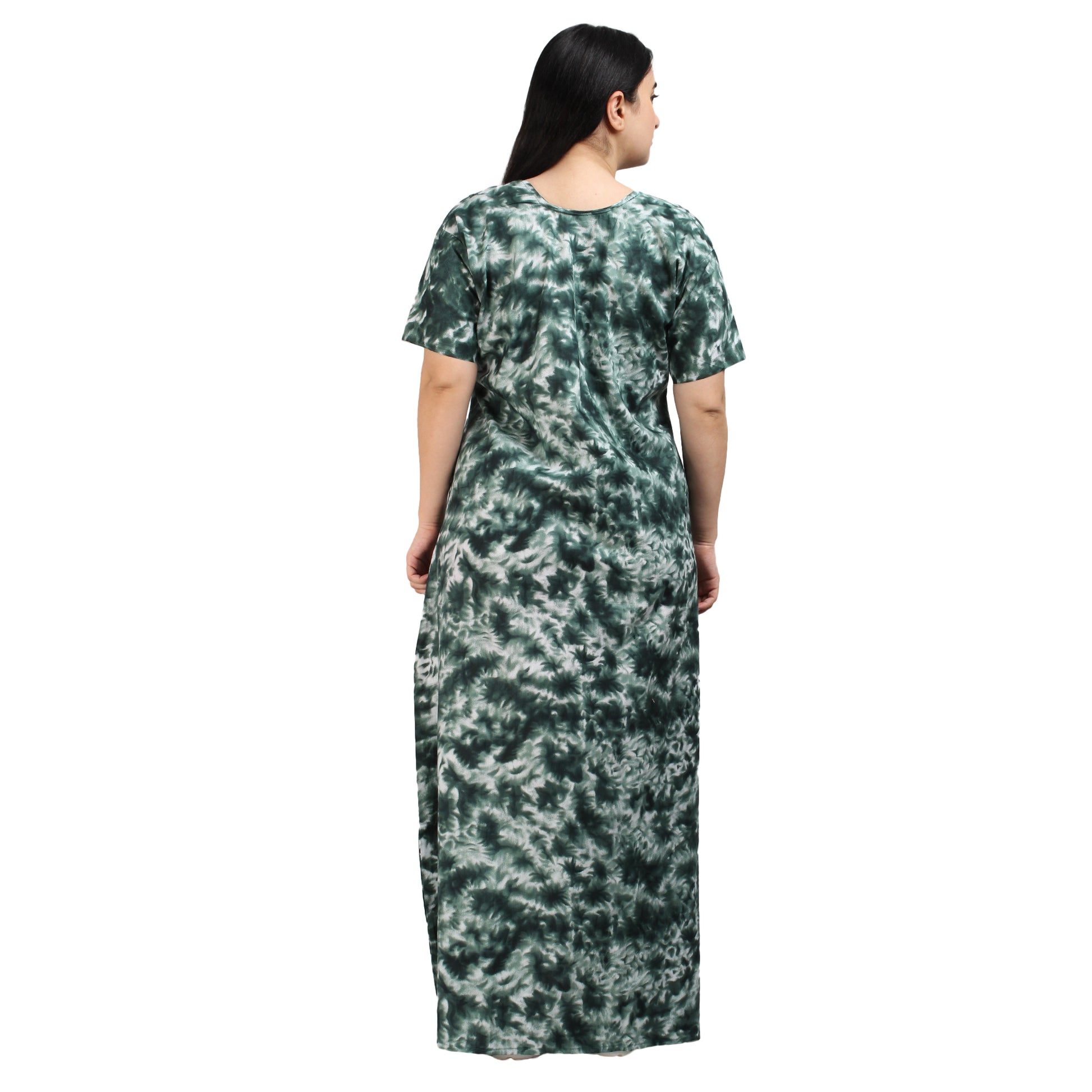 Printed Cotton Nighty For Women - Green