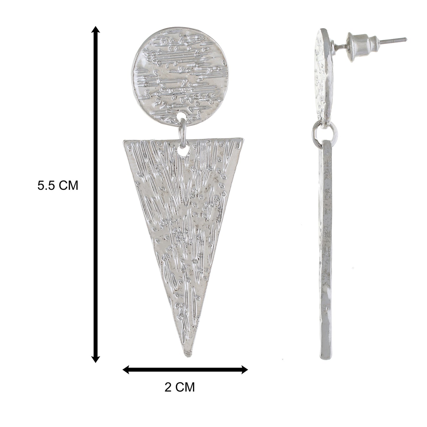 Silver colour Triangular Design Hanging Earrings for Girls and Women
