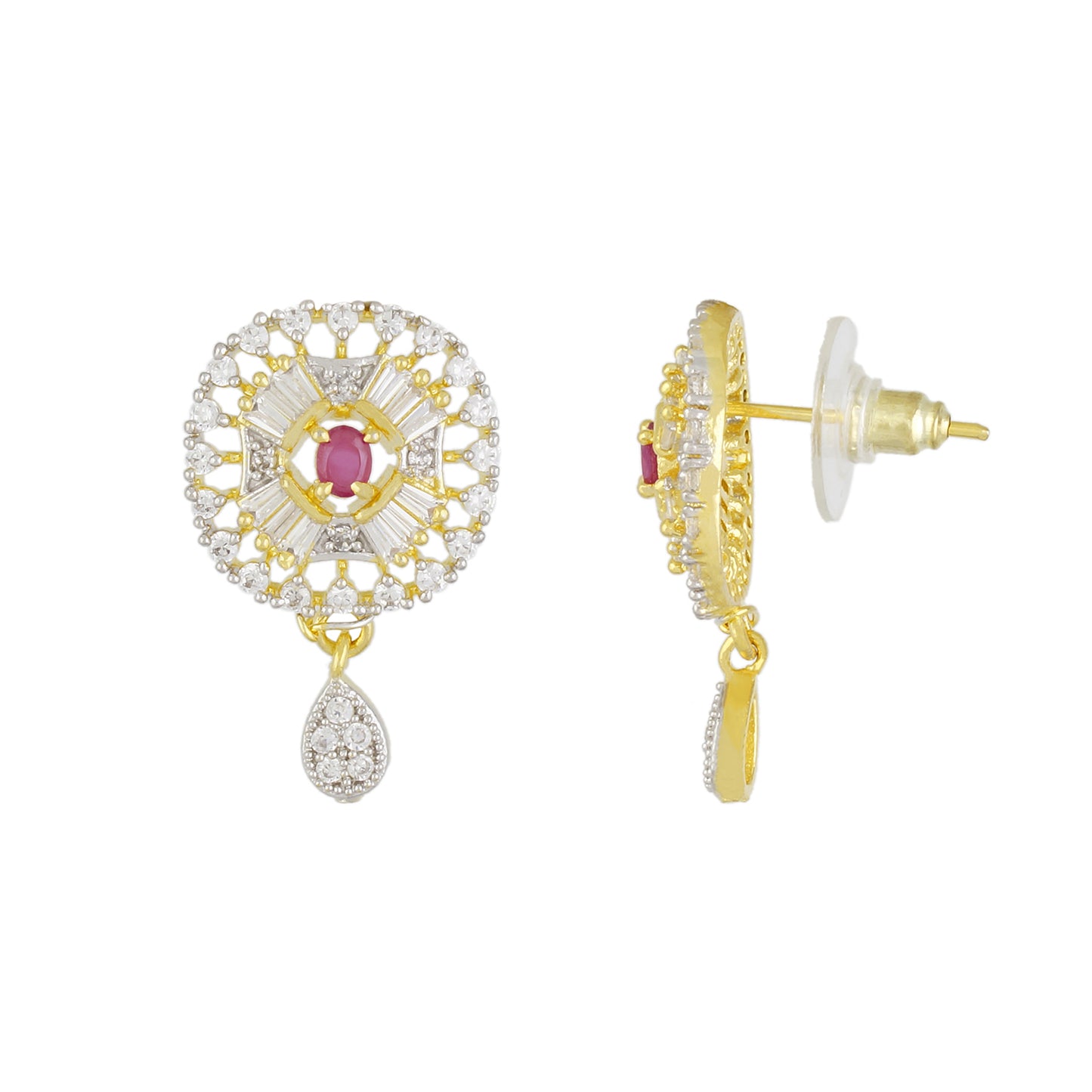 Stylish Gold Plated CZ Copper Pendant Set for Ladies and Girls