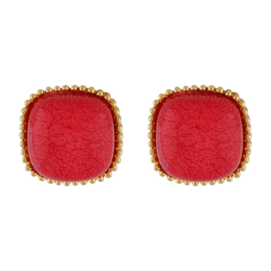 Wonderful Tomato Red Colour Square Shape Earring for Girls and Women