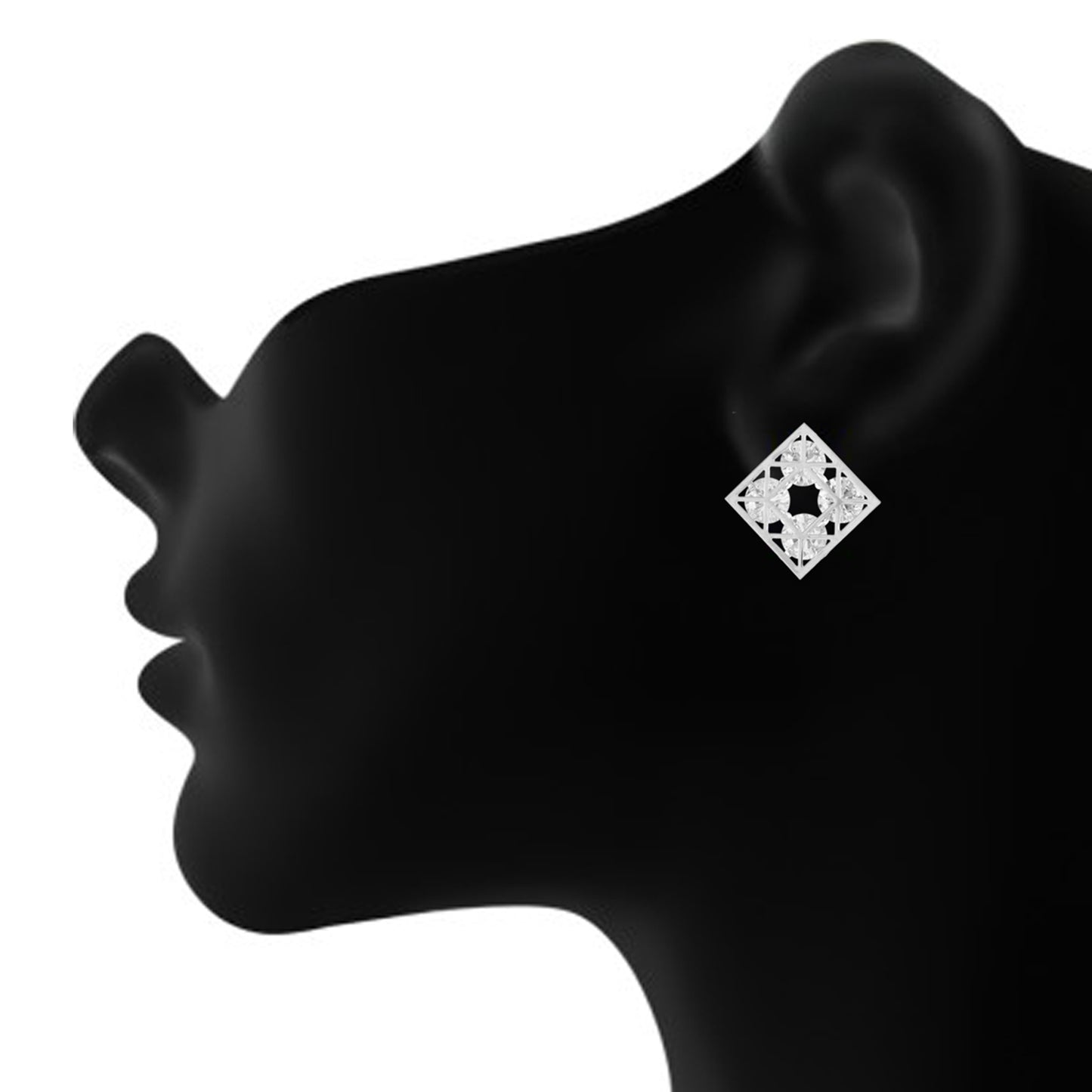 Silver colour Rhombus design Studs for girls and women