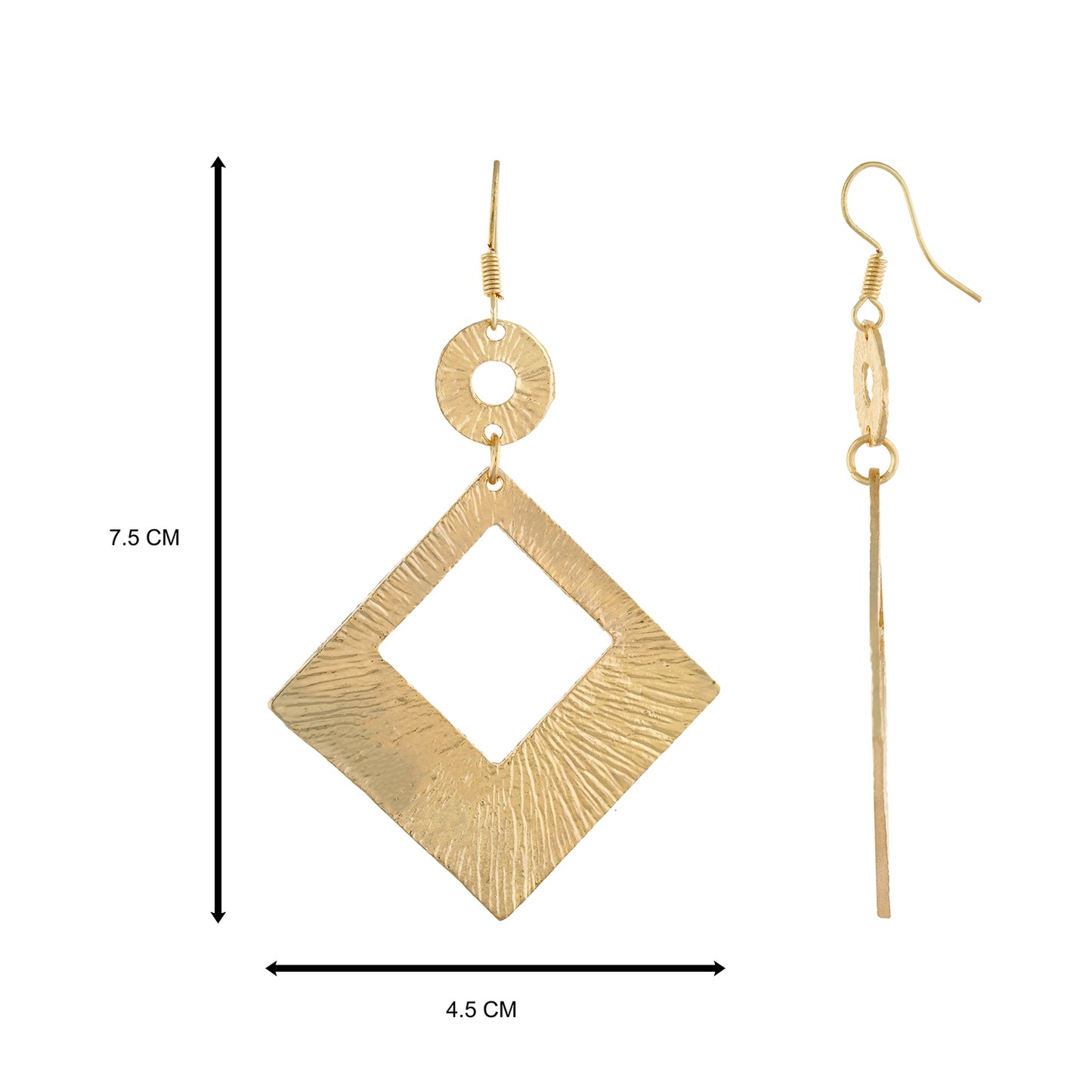 Gold colour Rhombus Design Hanging Earrings for Girls and Women