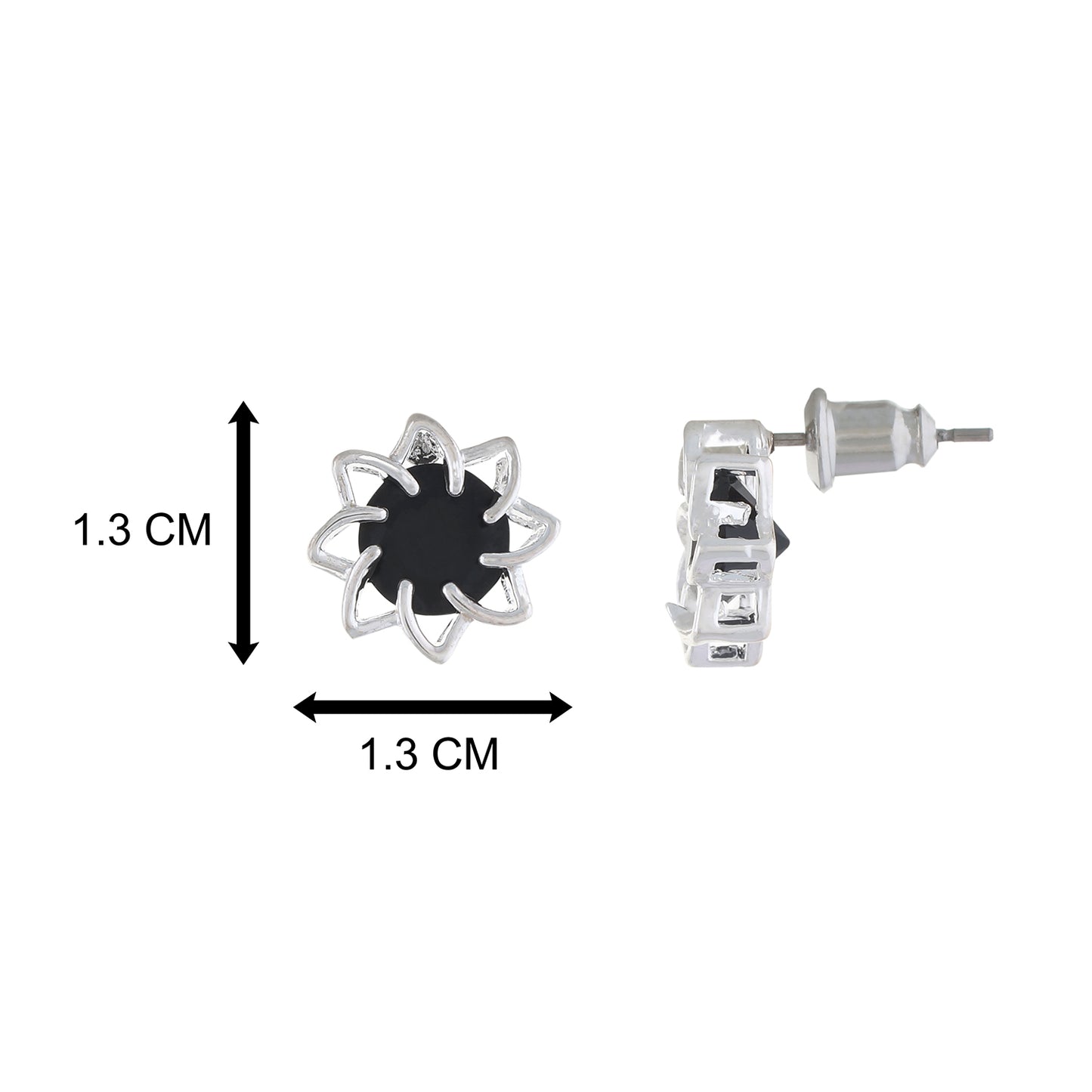 Black colour Floral Design Stud Earrings for Girls and Women