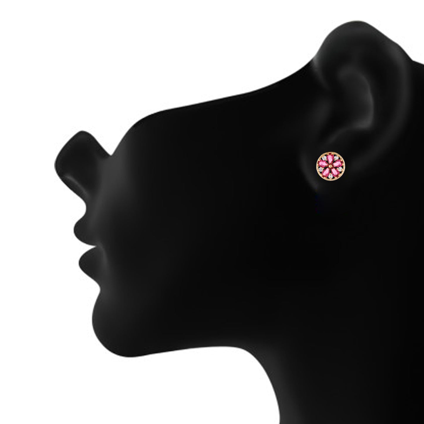 Red colour Round Design  Stud Earrings for Girls and Women