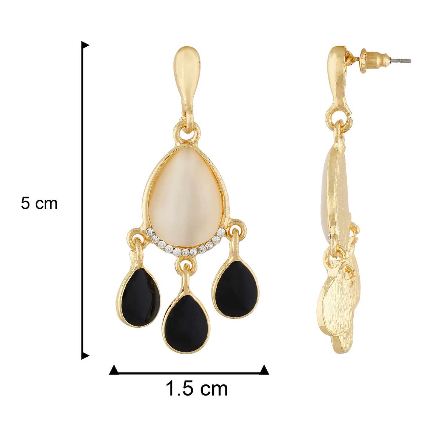 Fashionable Black and Gold Colour Drop Design Earring for Girls and Women