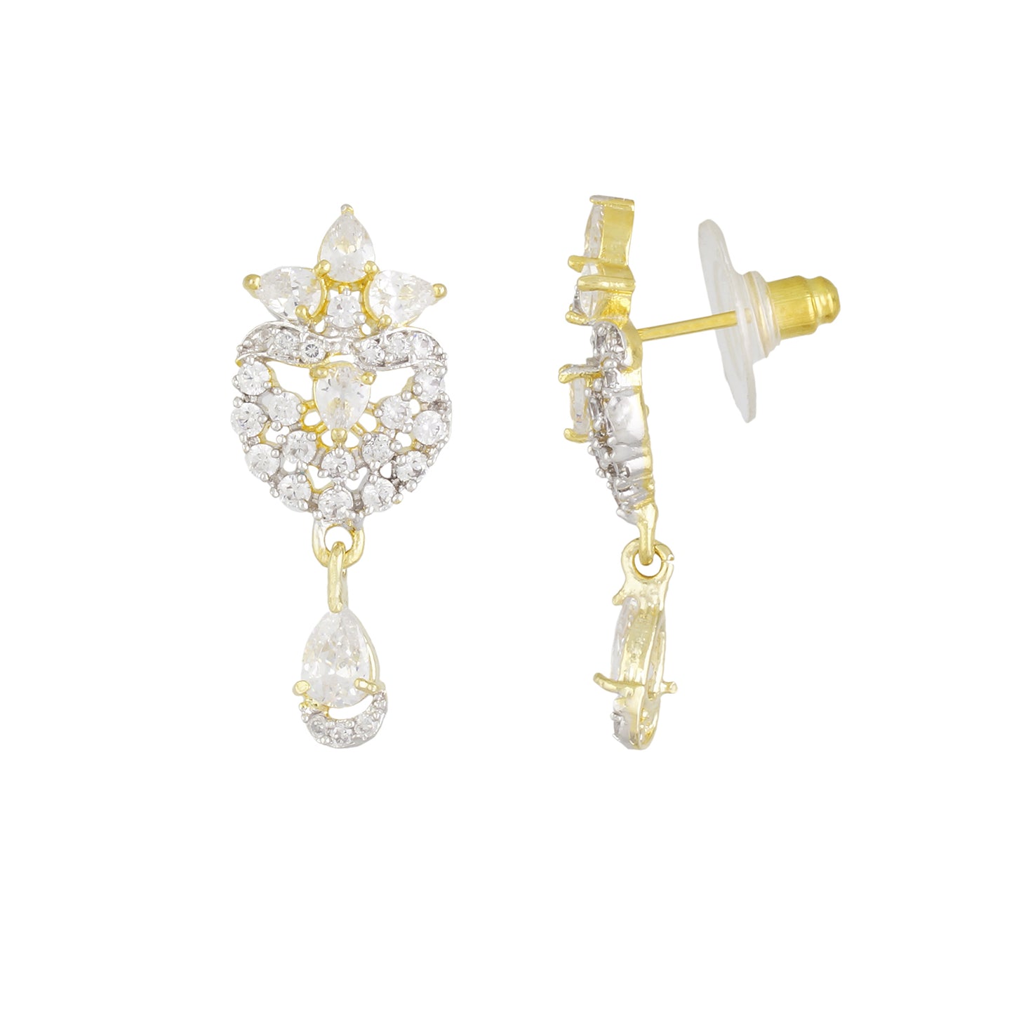 Designer Gold Plated CZ Copper Pendant Set for Ladies and Girls