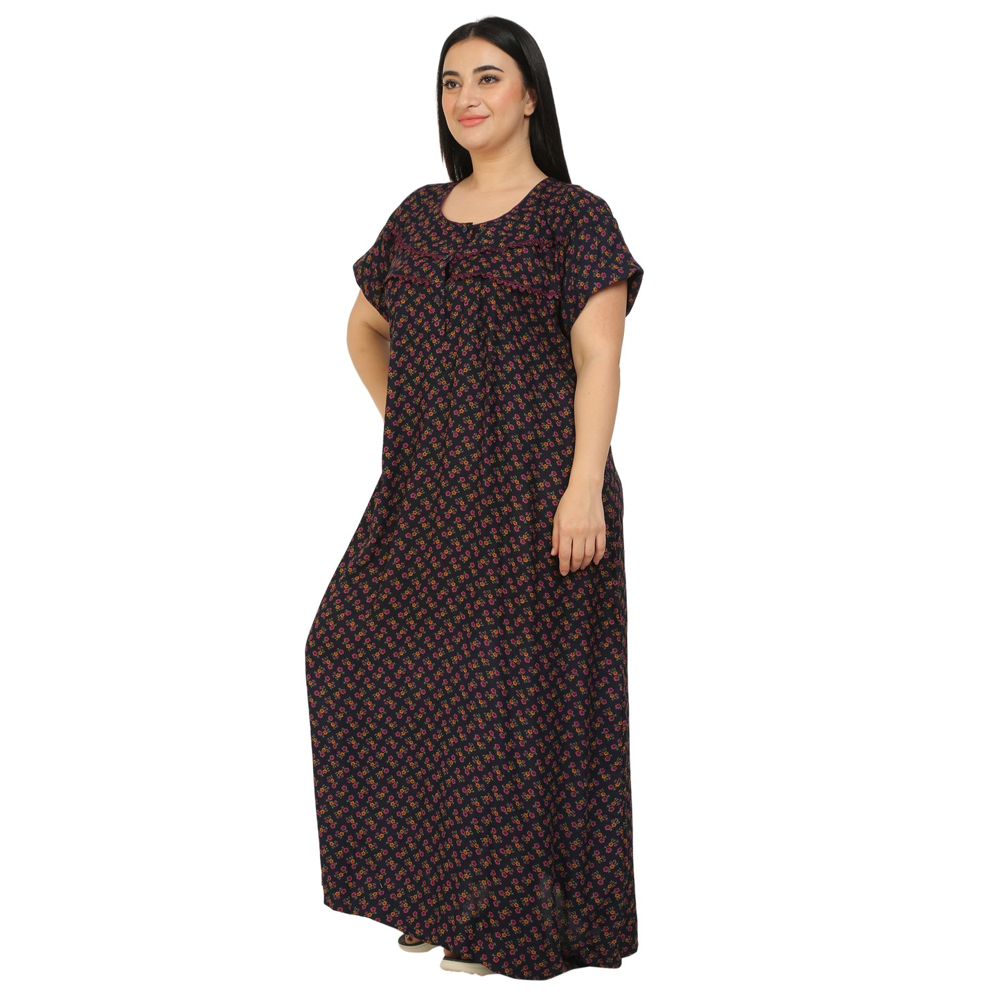 Printed Alpine Nighty For Women - Purple
