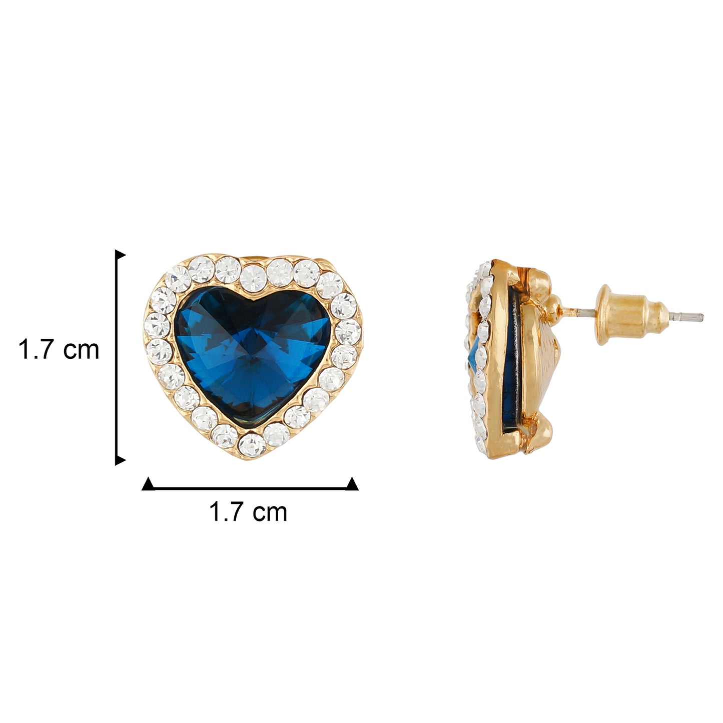 Blue Colour Heart Shape Ear Studs for Girls and Womens