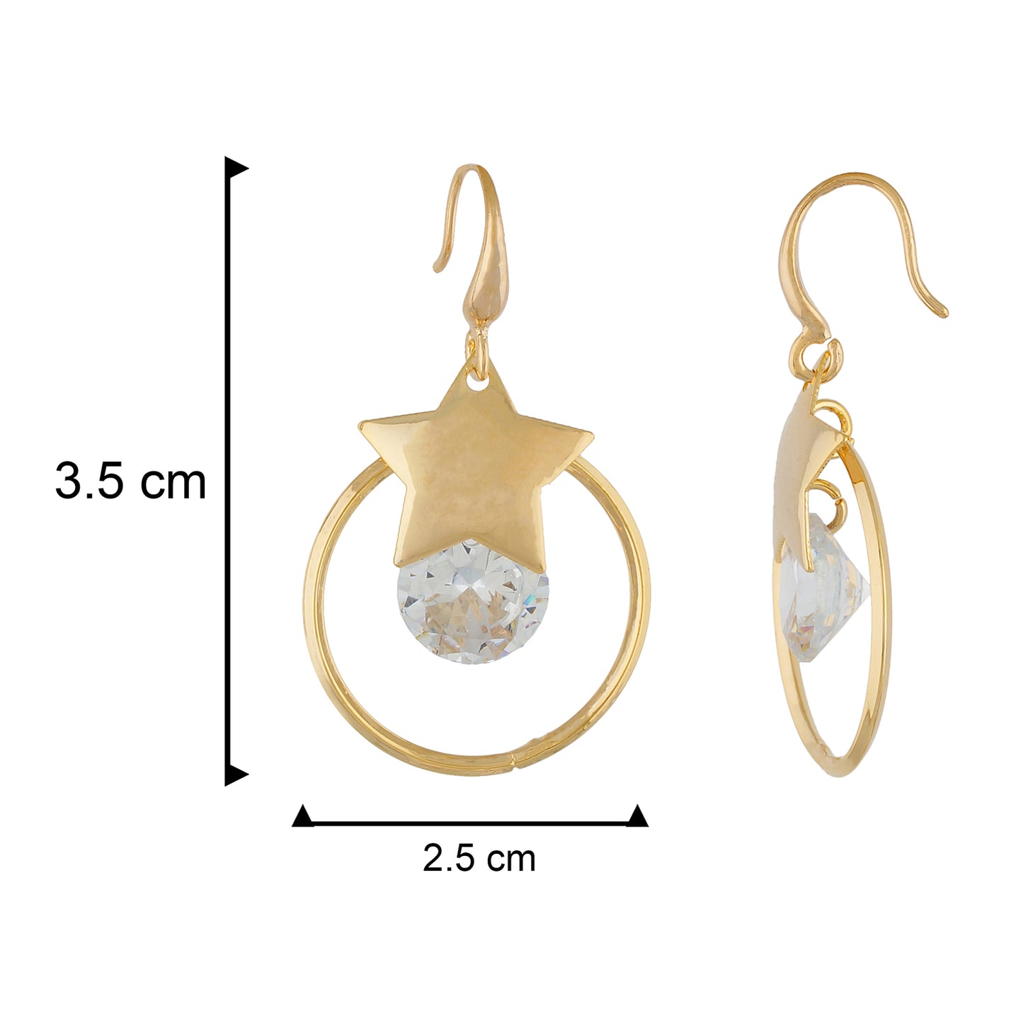 Trendy Gold Colour Star and Round Design Earring for Girls and Women