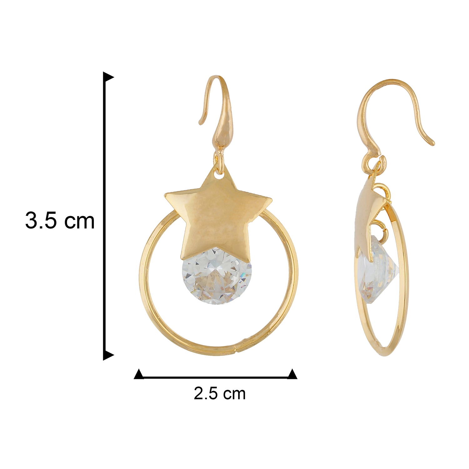Trendy Gold Colour Star and Round Design Earring for Girls and Women