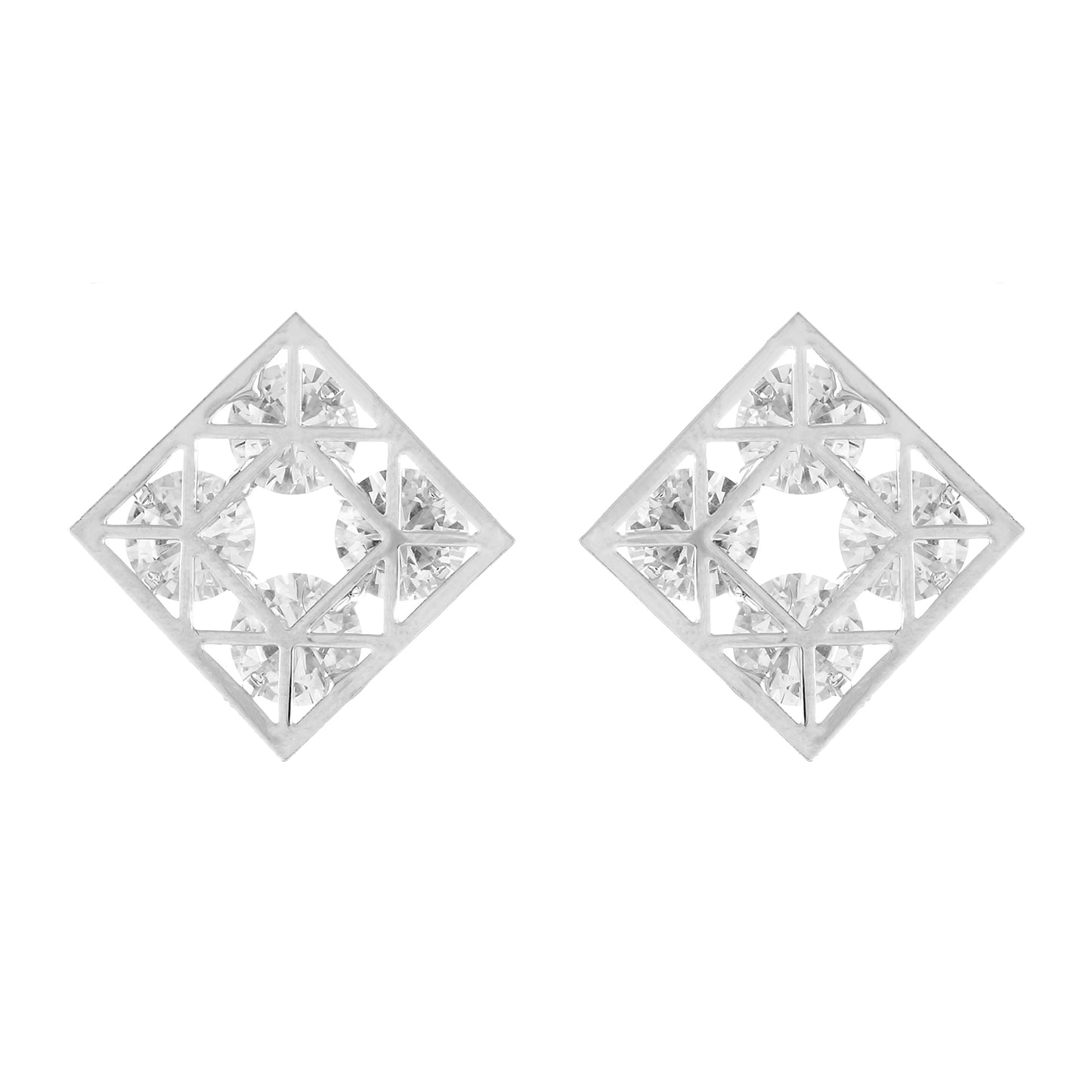 Silver colour Rhombus design Studs for girls and women