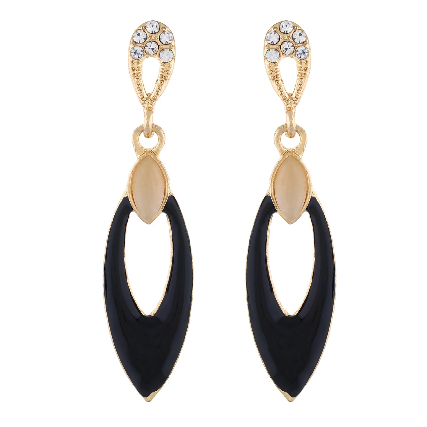 Black colour Oval Design Hanging Earrings for Girls and Women