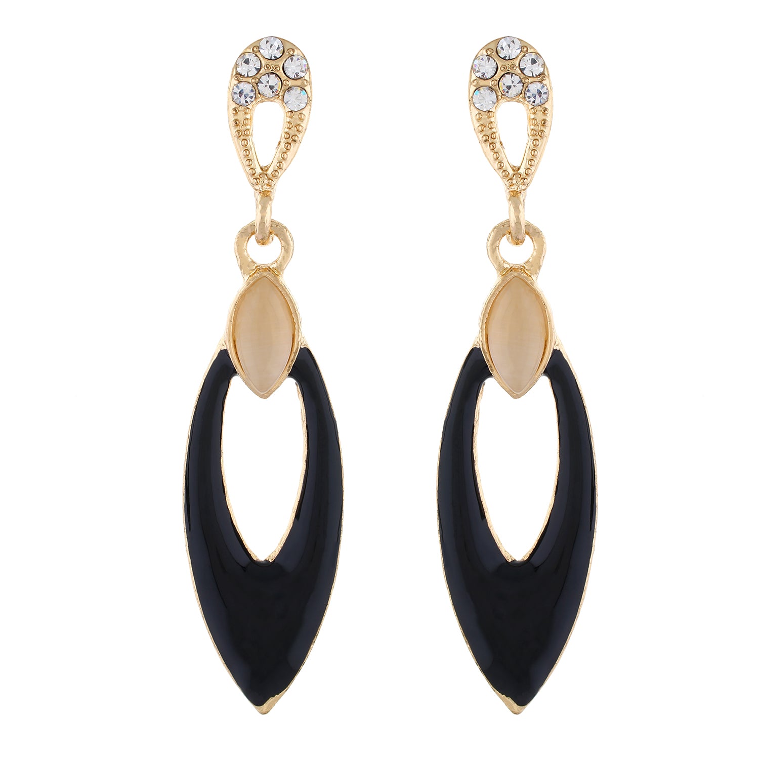 Black colour Oval Design Hanging Earrings for Girls and Women