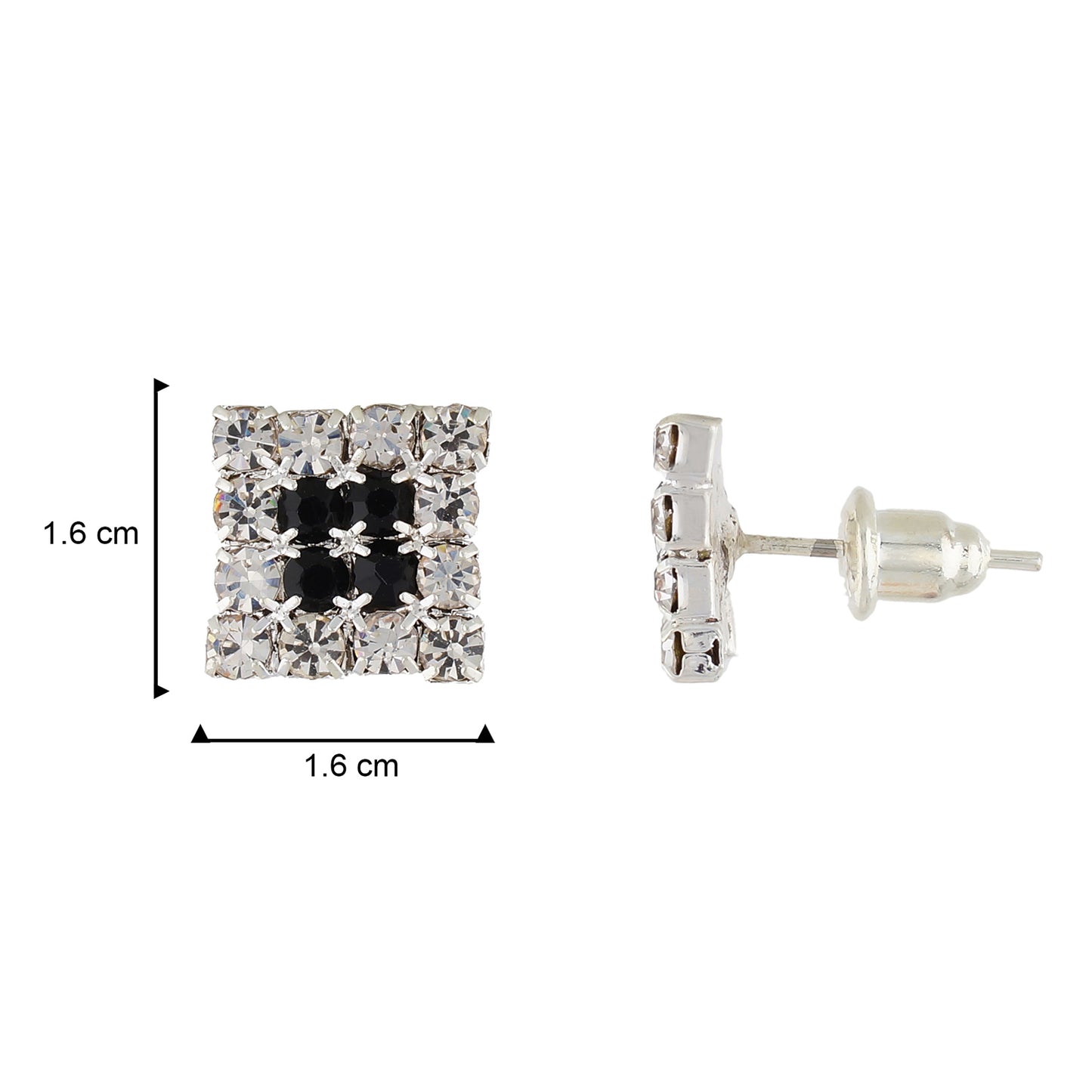 White and Black Colour Rhombus Shape Ear  Studs for Girls and Womens