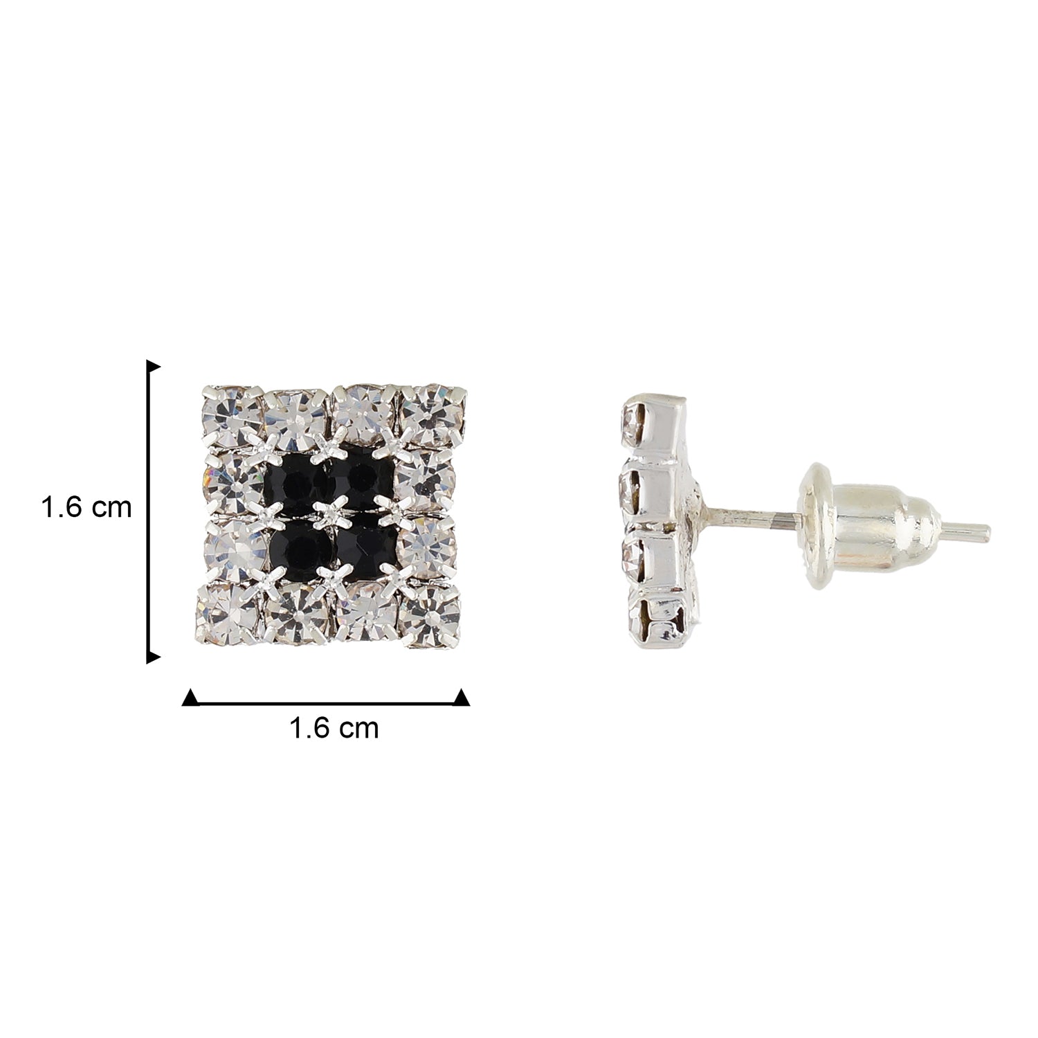 White and Black Colour Rhombus Shape Ear  Studs for Girls and Womens