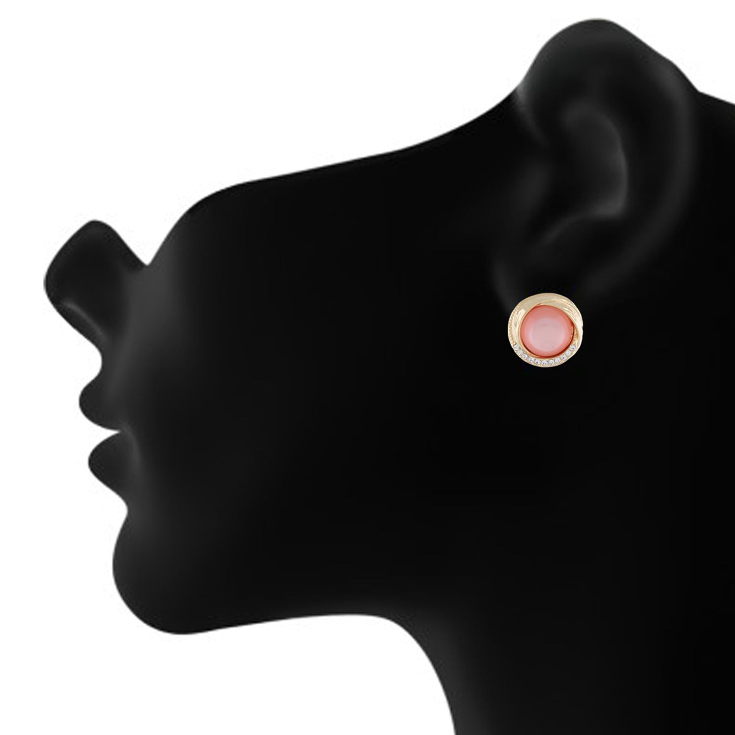 Pink and Gold colour Round design Studs for girls and women