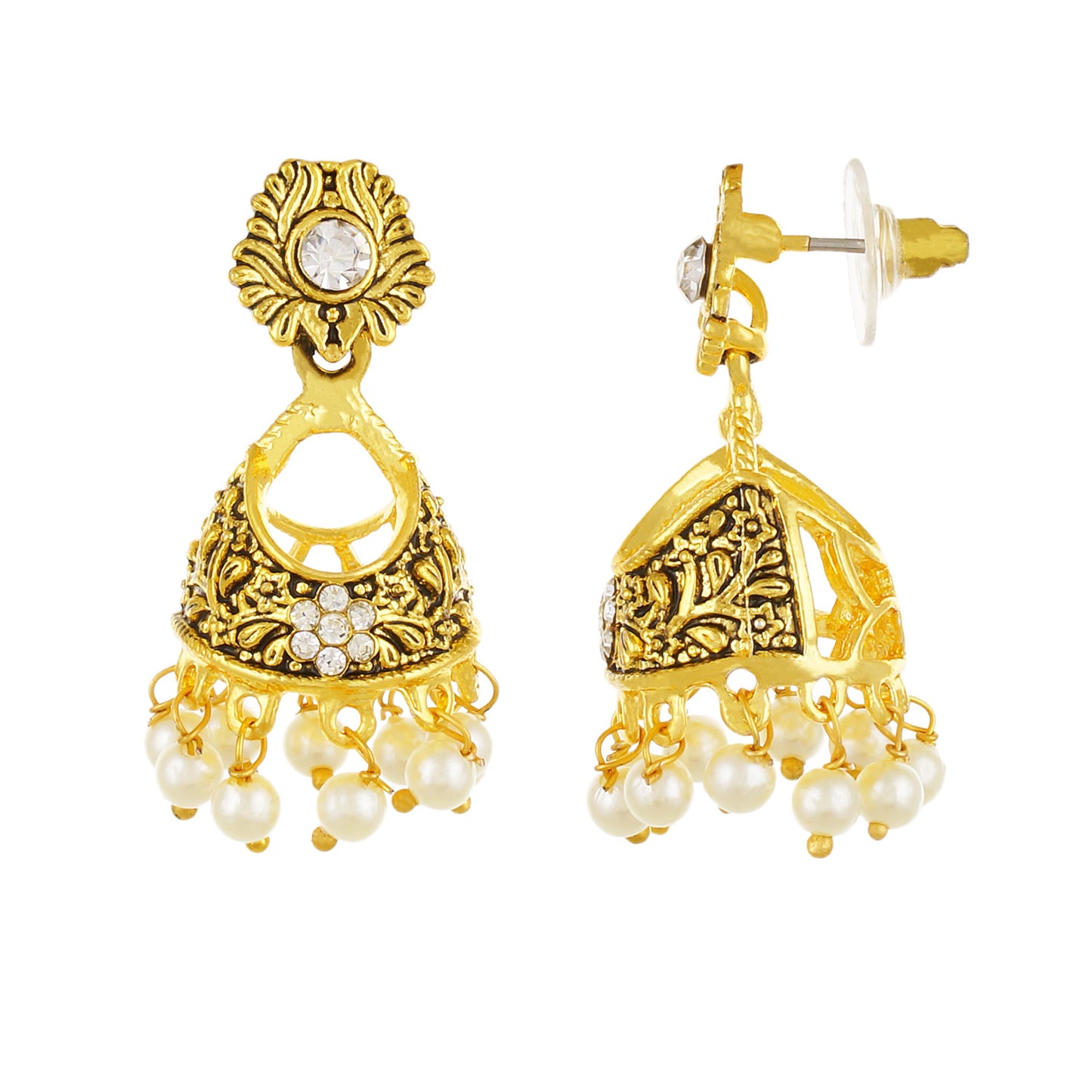 Gold plated Pearl Jhumki Earrings Fashion Imitaion Jewelry for Girls and Women