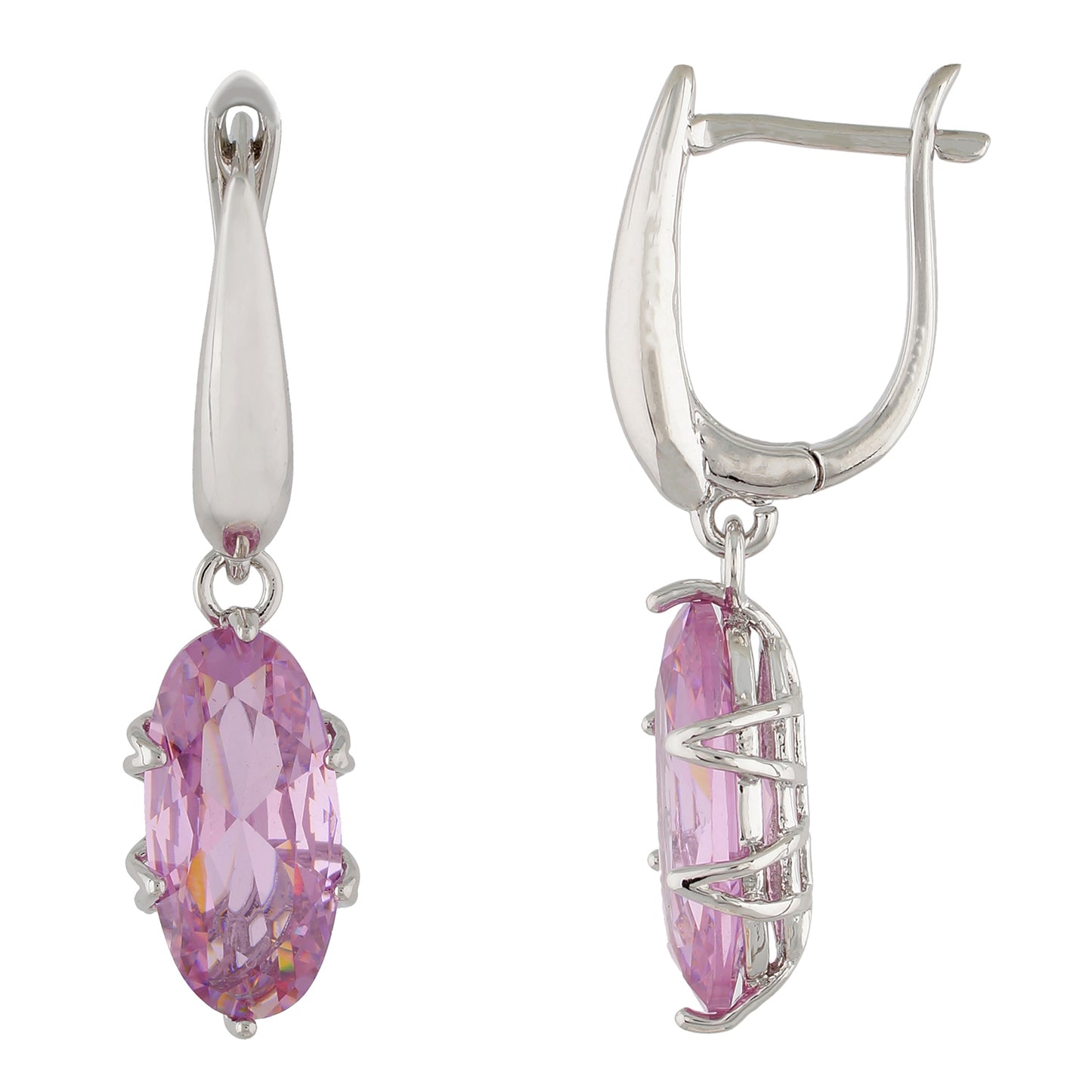 Impressive Pink and Silver Colour Oval Shape Earring for Girls and Women