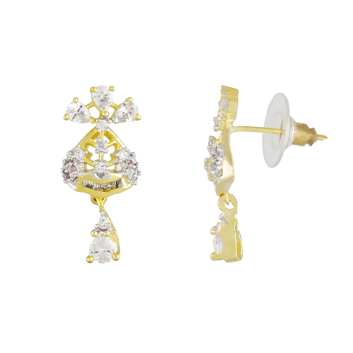 Smart Gold Plated CZ Copper Pendant Set for Ladies and Girls