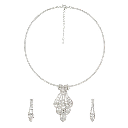 Silver Colour Formless Necklace and Earrings for Girls and Women