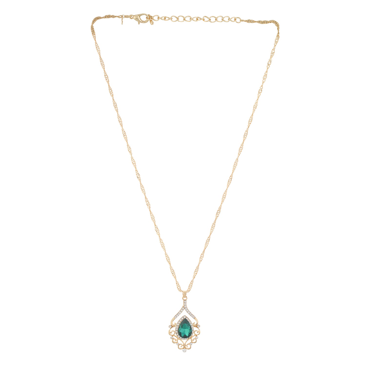 Green and Gold colour Drop design Pendant Set for girls and women