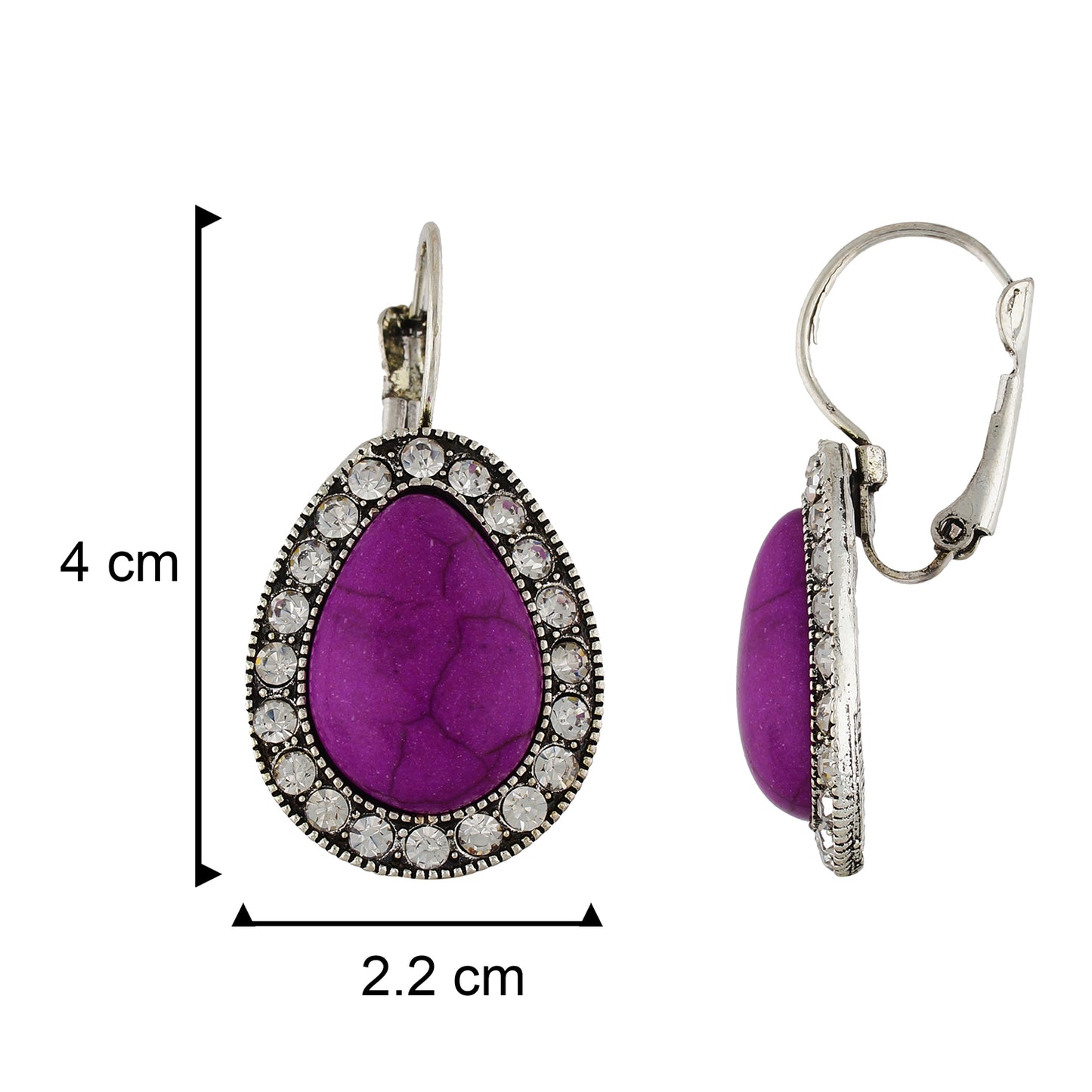 Spectacular Purple and Oxide Silver Colour Drop Shape Earring for Girls and Women