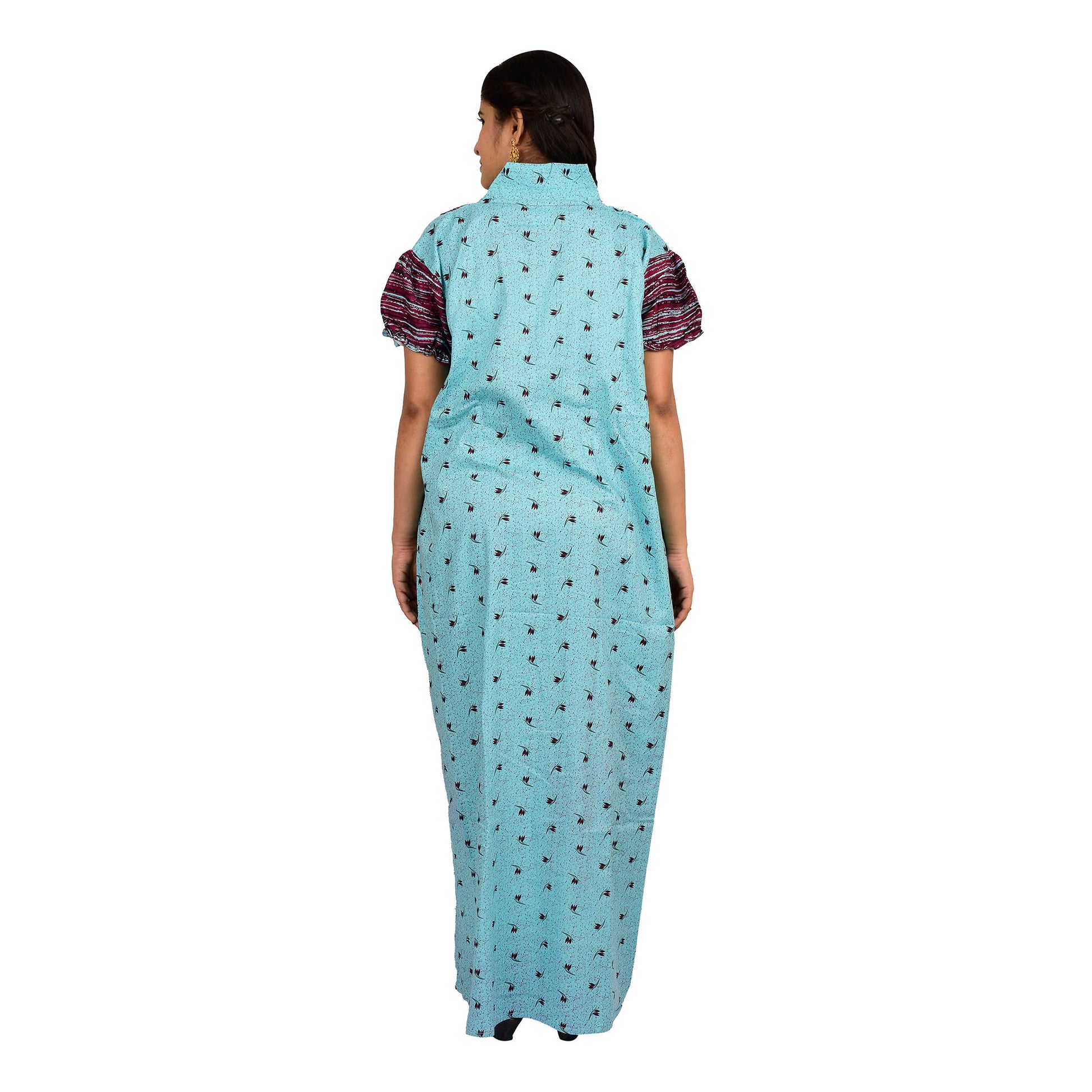 Printed Cotton Nighty For Women - Green