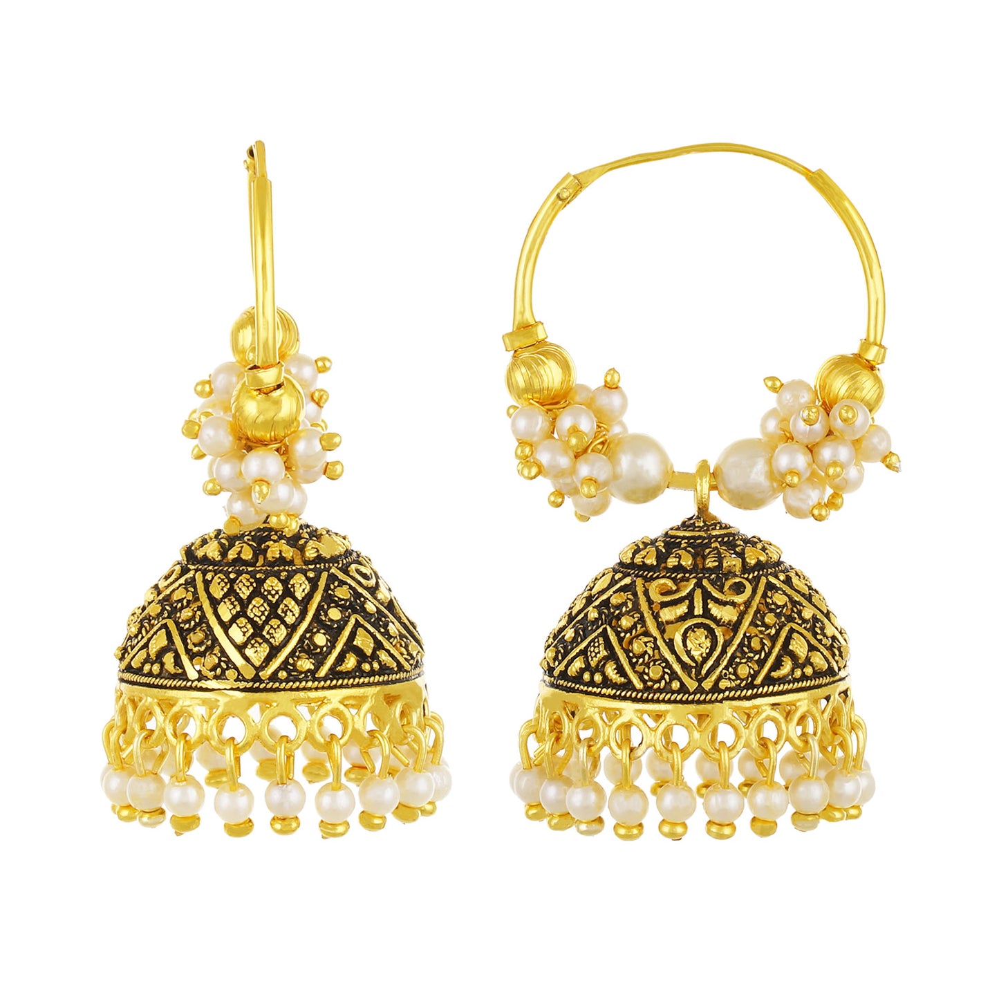 Gold plated Chandbali Jhumki Pearl Earrings Fashion Imitaion Jewelry for Girls and Women