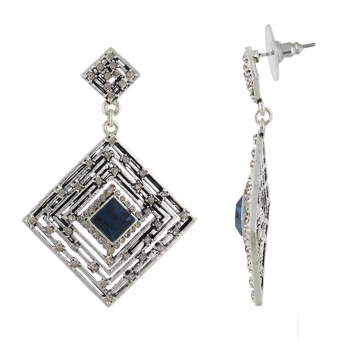 Mind Blowing Grey Colour Rhombus Shape Earring for Girls and Women