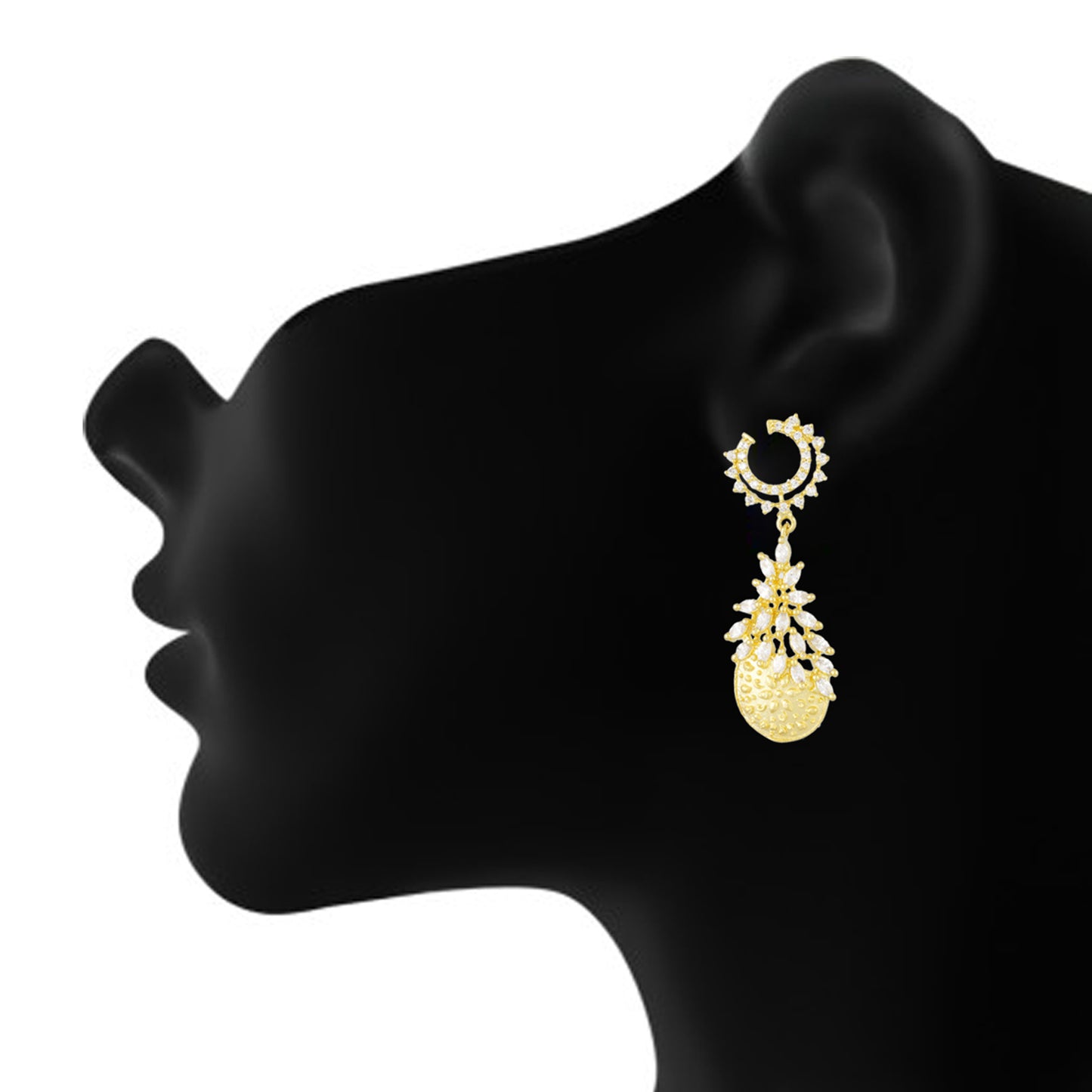 Ethnic Drop Shape Antique Gold Plated CZ Copper Hangings for Ladies and Girls