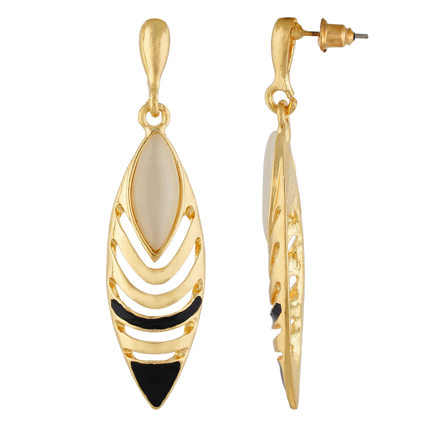 Popular Black and Gold Colour Oval Shape Earring for Girls and Women