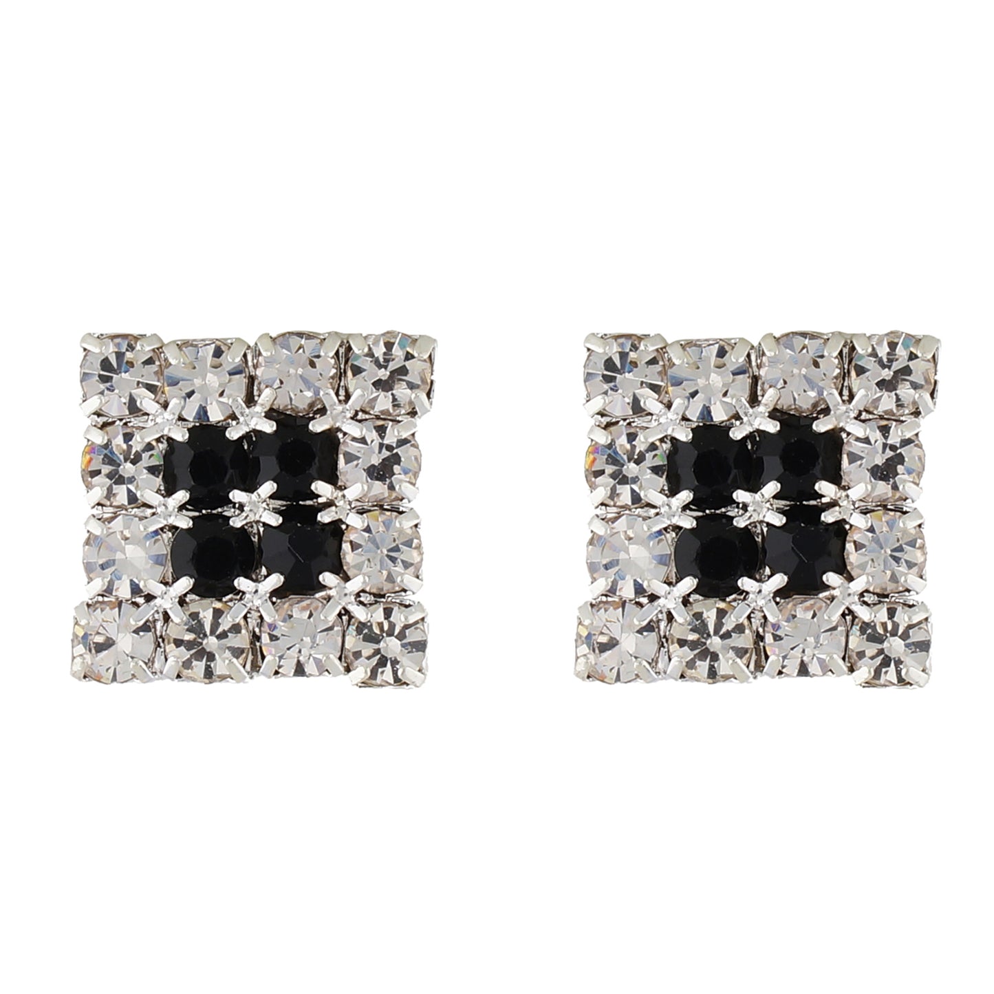 White and Black Colour Rhombus Shape Ear  Studs for Girls and Womens