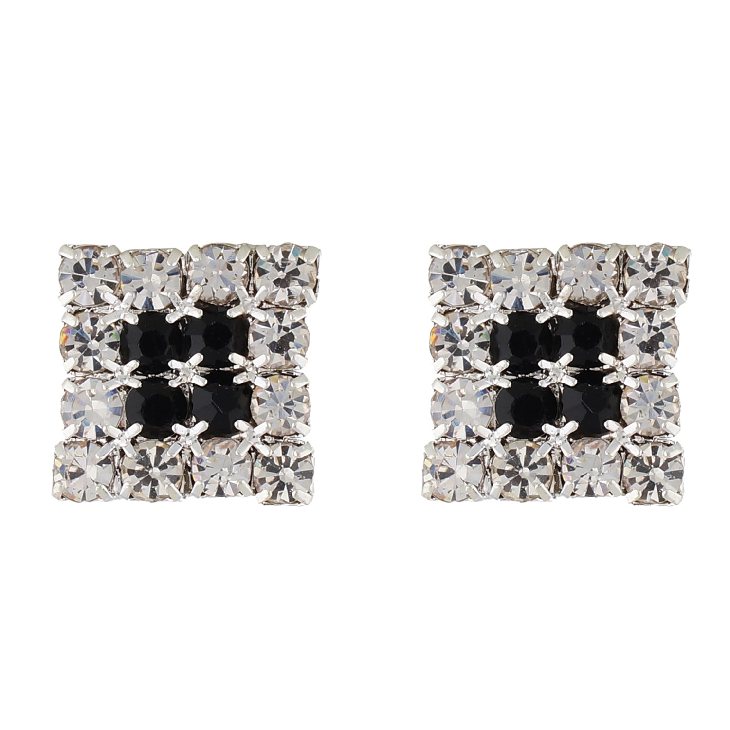 White and Black Colour Rhombus Shape Ear  Studs for Girls and Womens