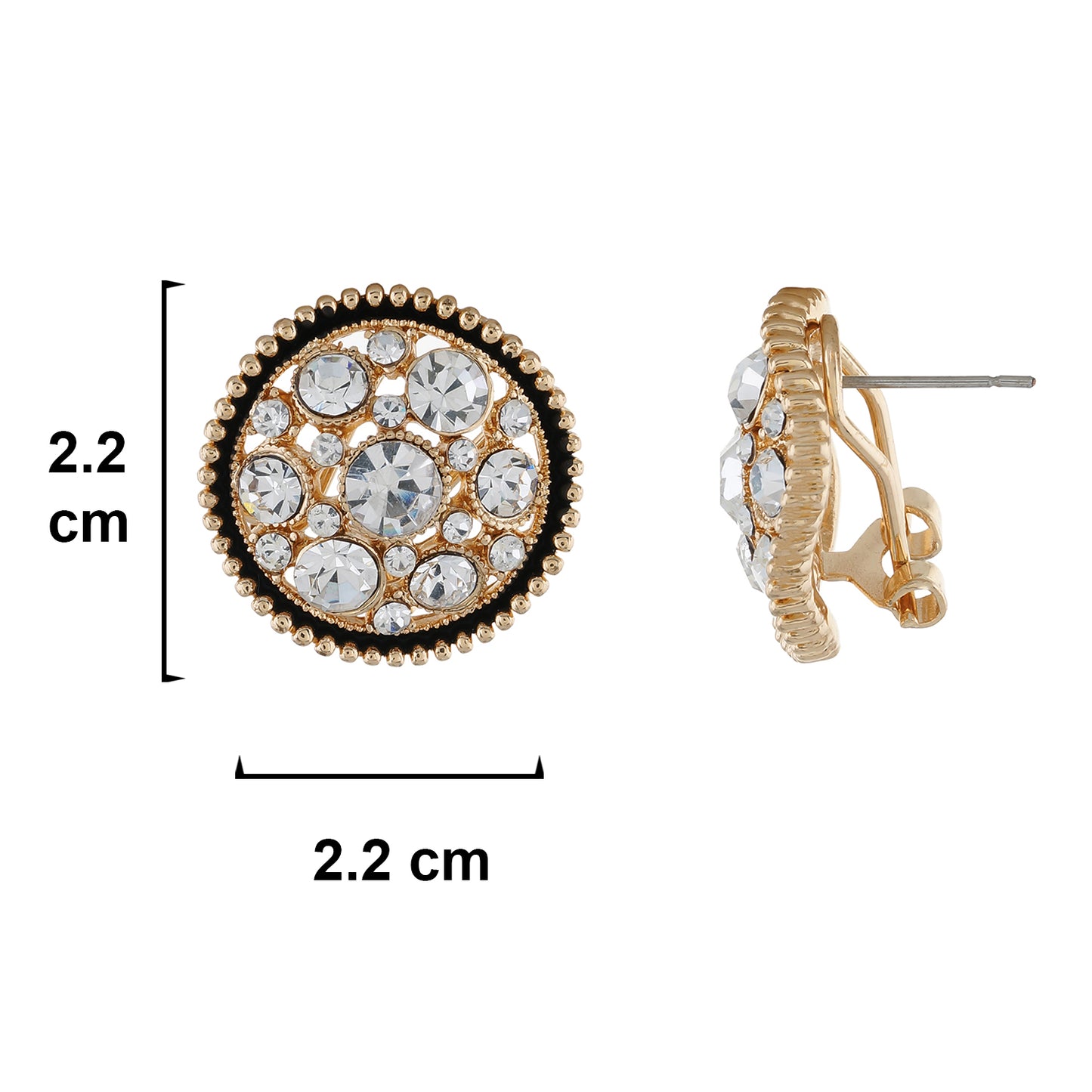 Gold colour Round Design Stud Earrings for Girls and Women