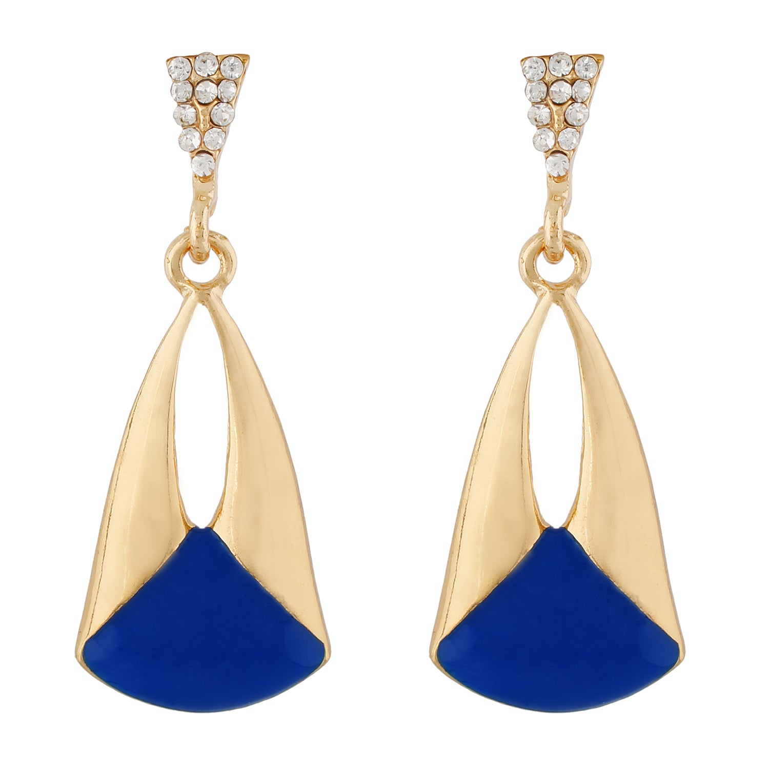 Classy Blue and Gold Colour Drop Shape Earring for Girls and Women