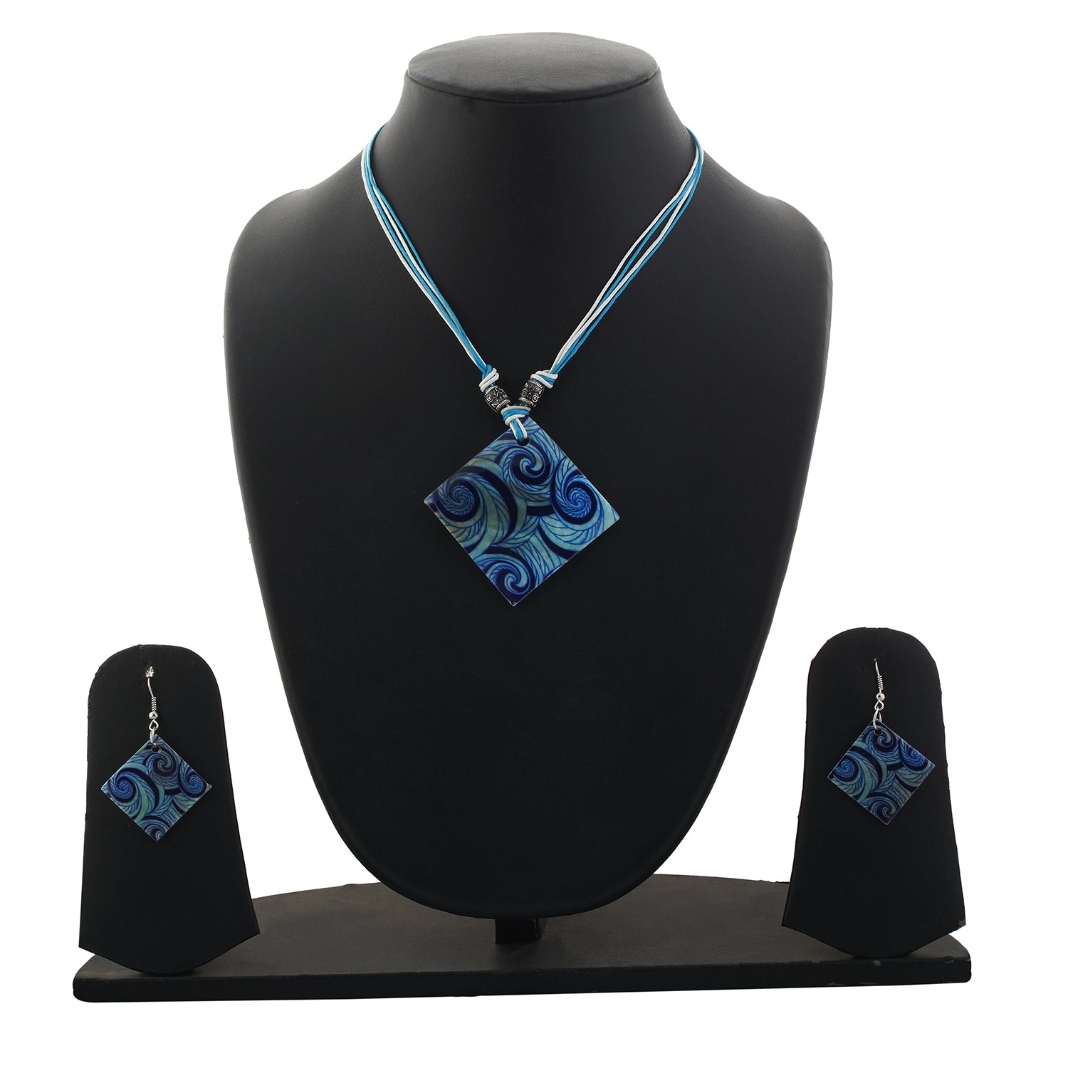 Blue colour Rhombus design Necklace Set for girls and women