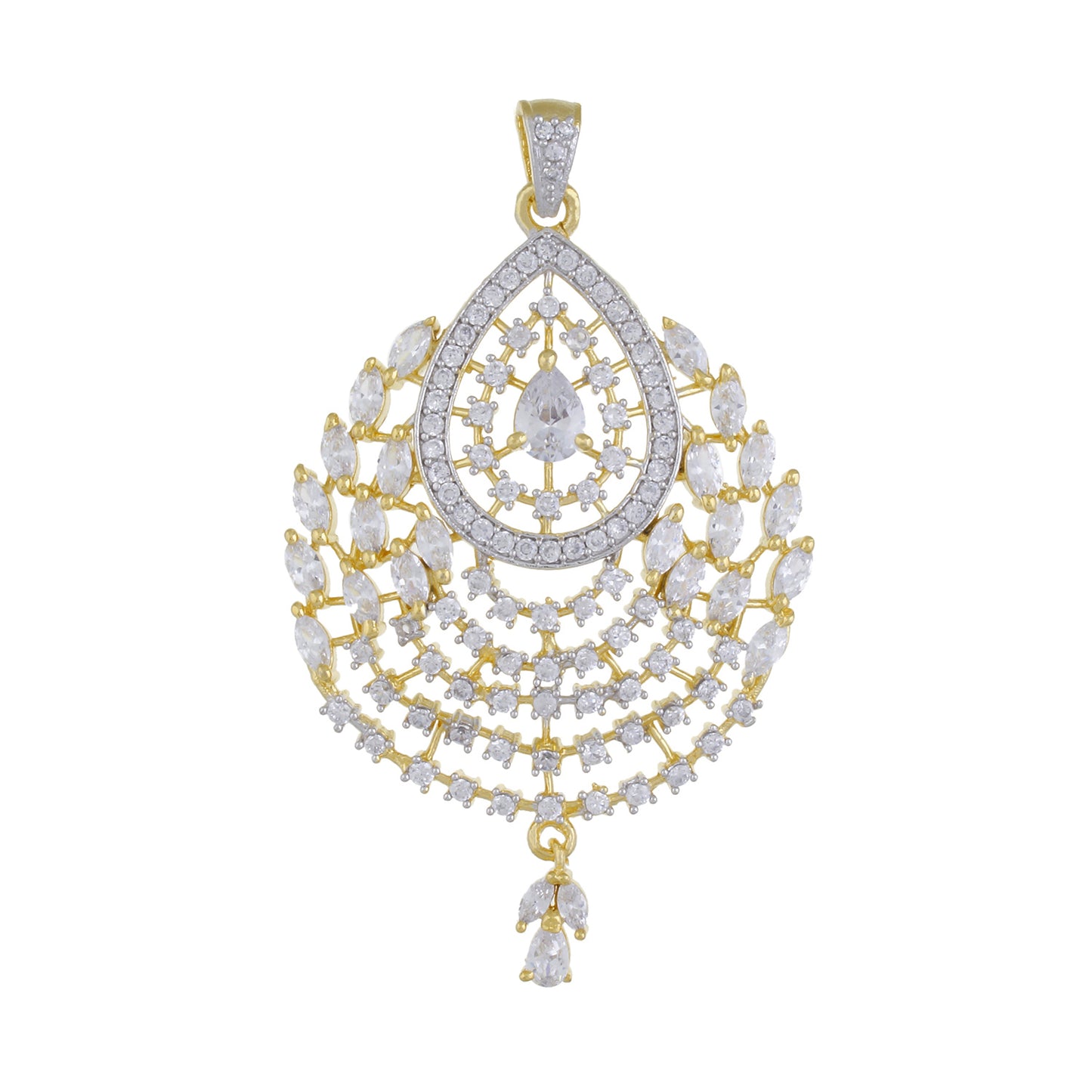 Smart Gold Plated CZ Copper Pendant Set for Ladies and Girls