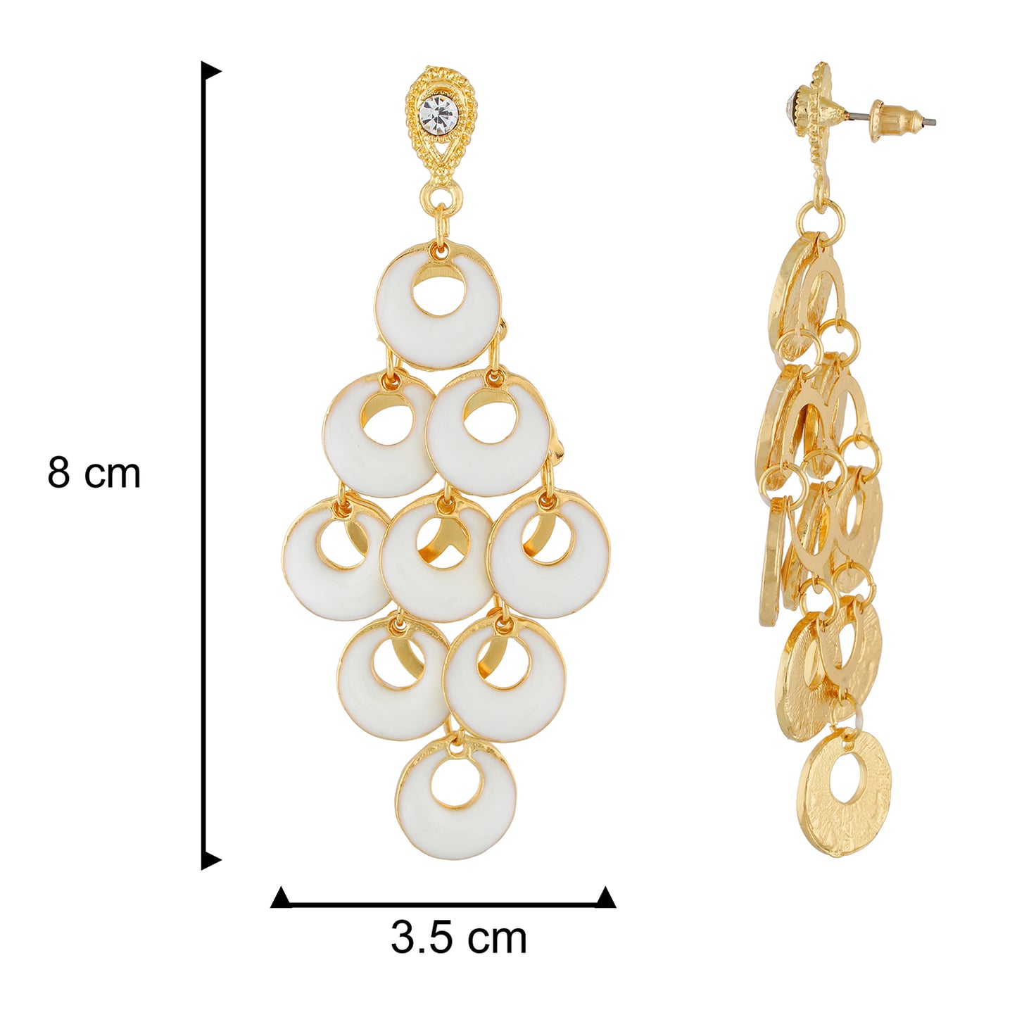 Dashing White and Gold Colour Bunch of Circles Design Earring for Girls and Women