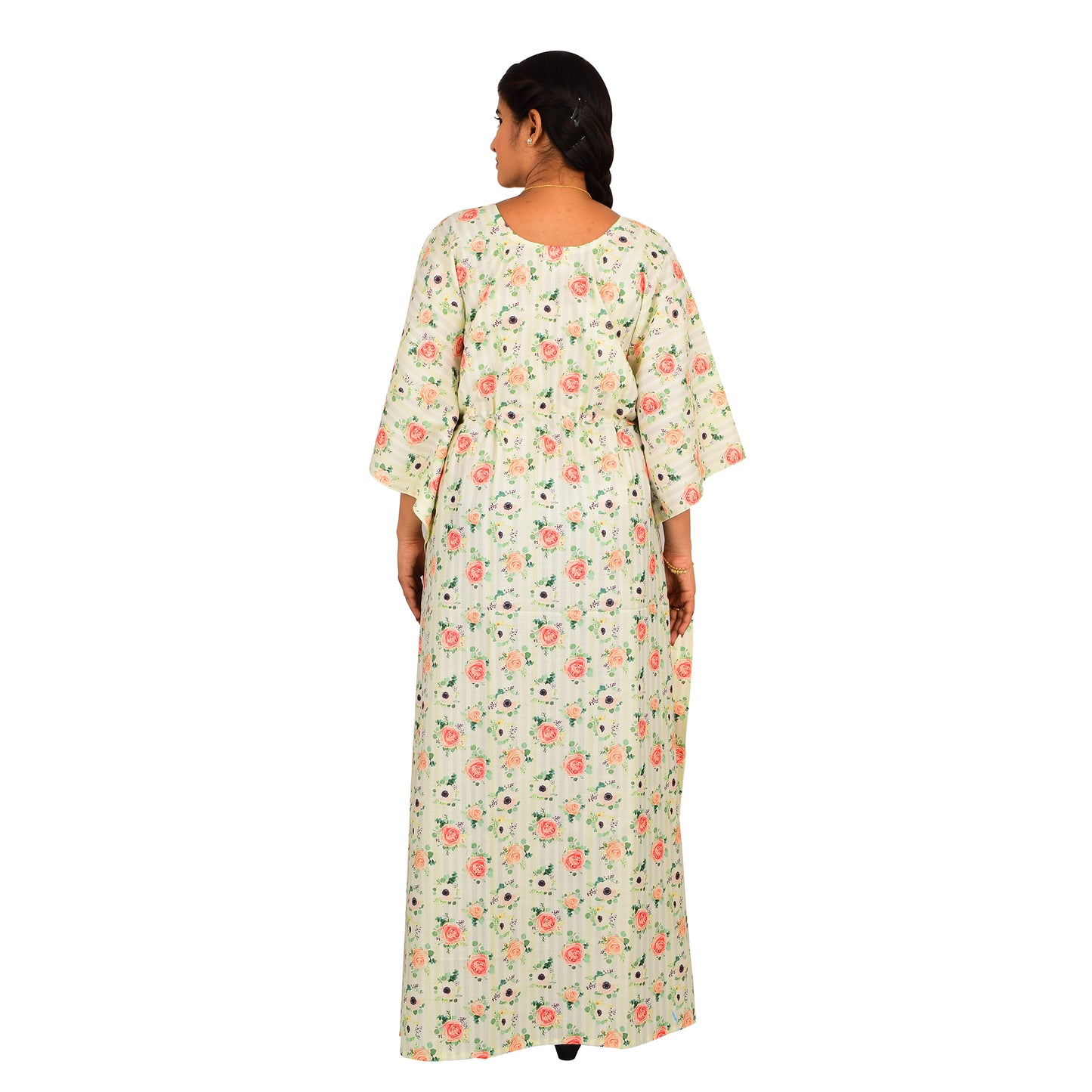 Digital Printed Cotton Blend Kaftan For Women - Multi Colour