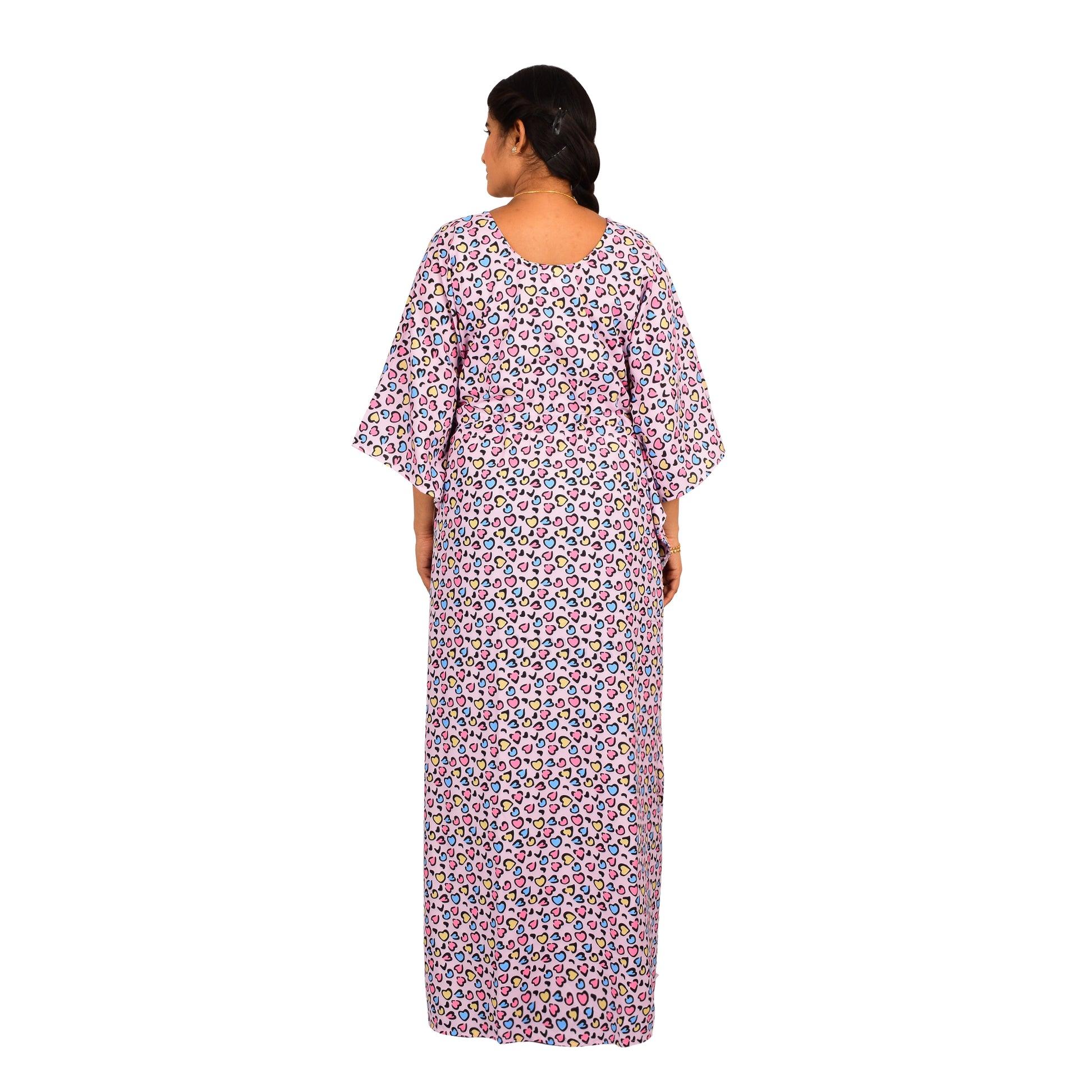 Digital Printed Rayon Blend Kaftan For Women - Pink