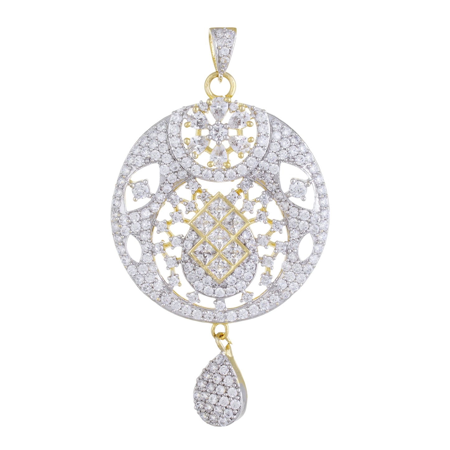 Ethnic Gold Plated CZ Copper Pendant Set for Ladies and Girls