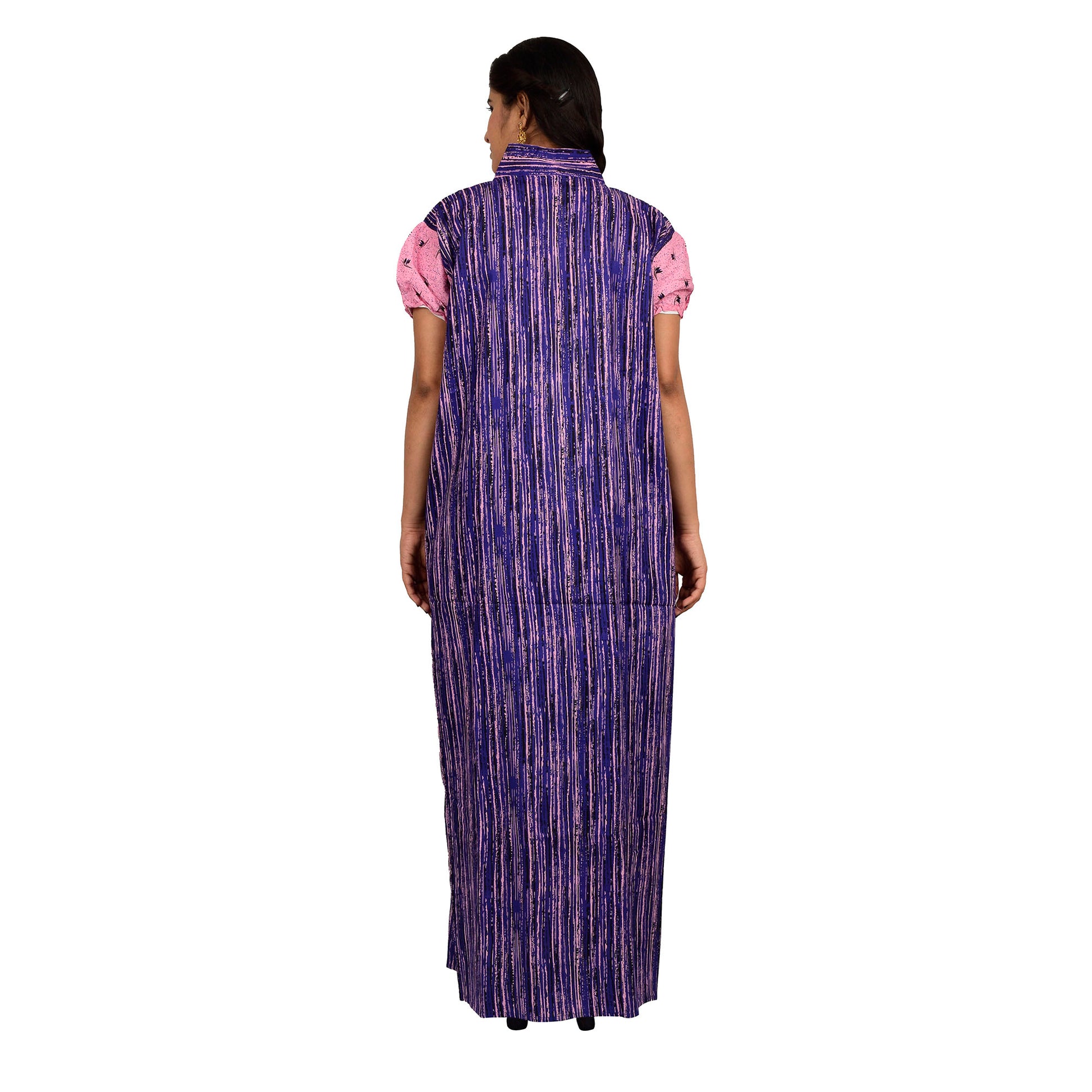 Printed Cotton Nighty For Women - Pink