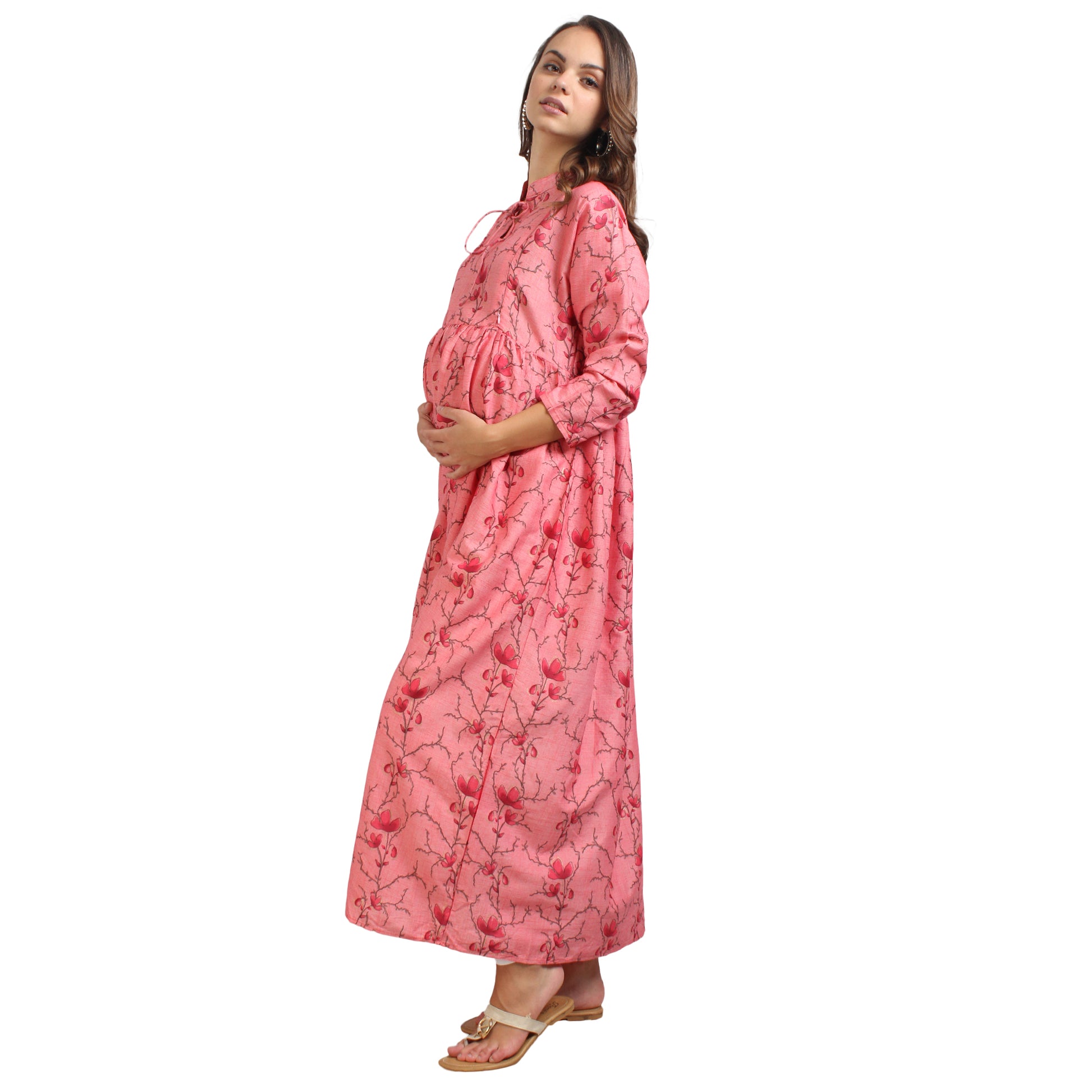 Printed Rayon Pregnancy Kurti For Women - Pink